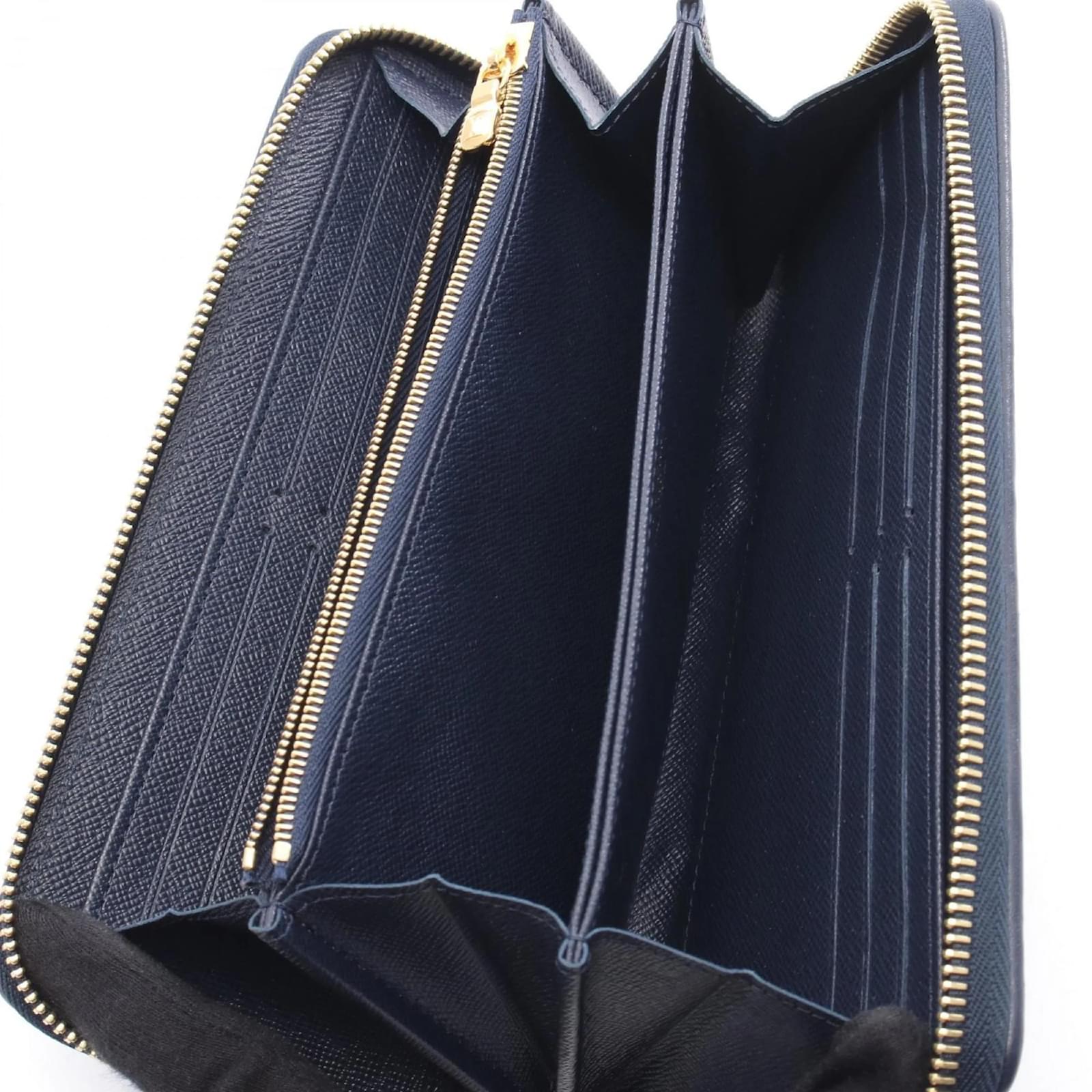 Louis Vuitton Zippy Wallet White Navy blue Leather Cloth  ref.2360721