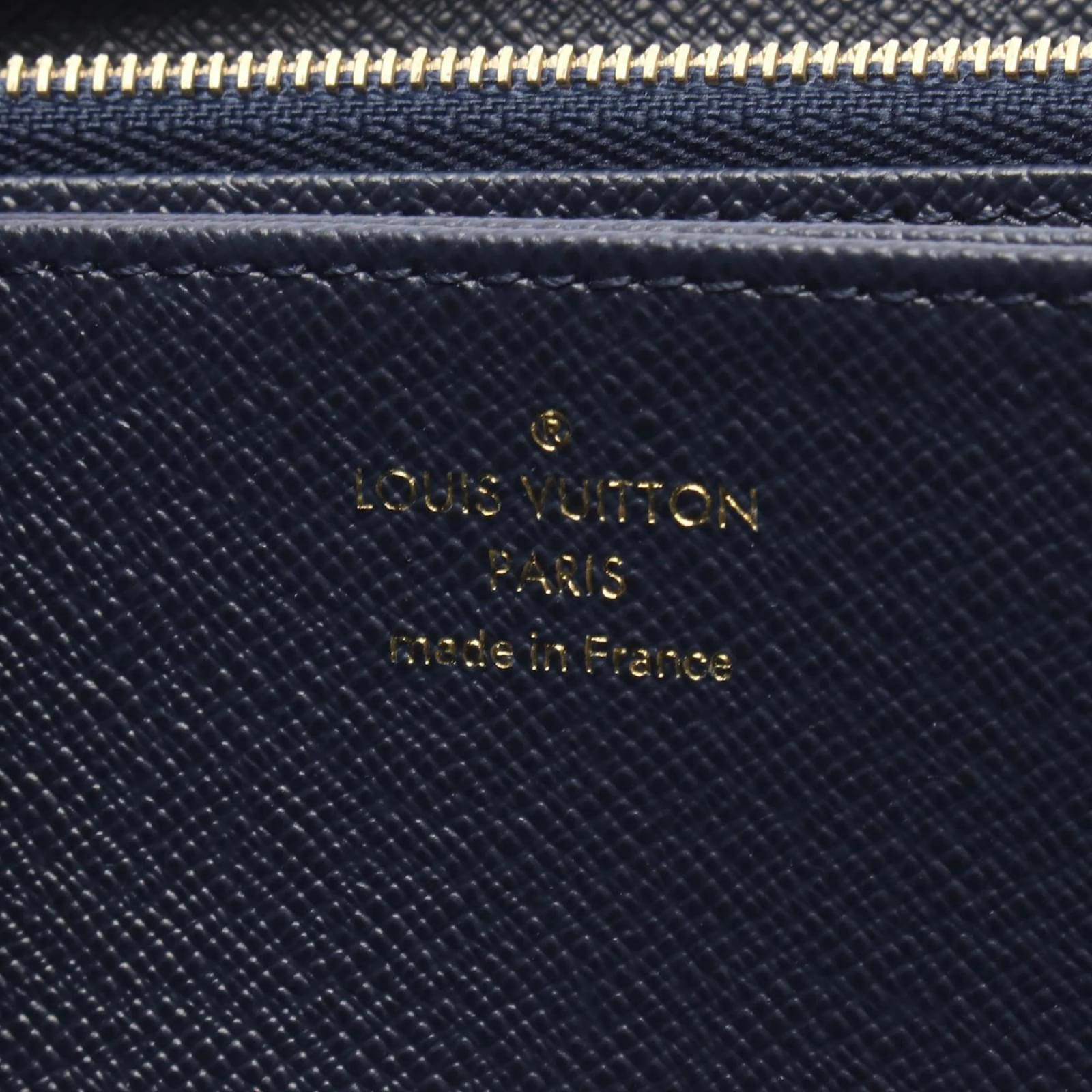 Louis Vuitton Zippy Wallet White Navy blue Leather Cloth  ref.2360721