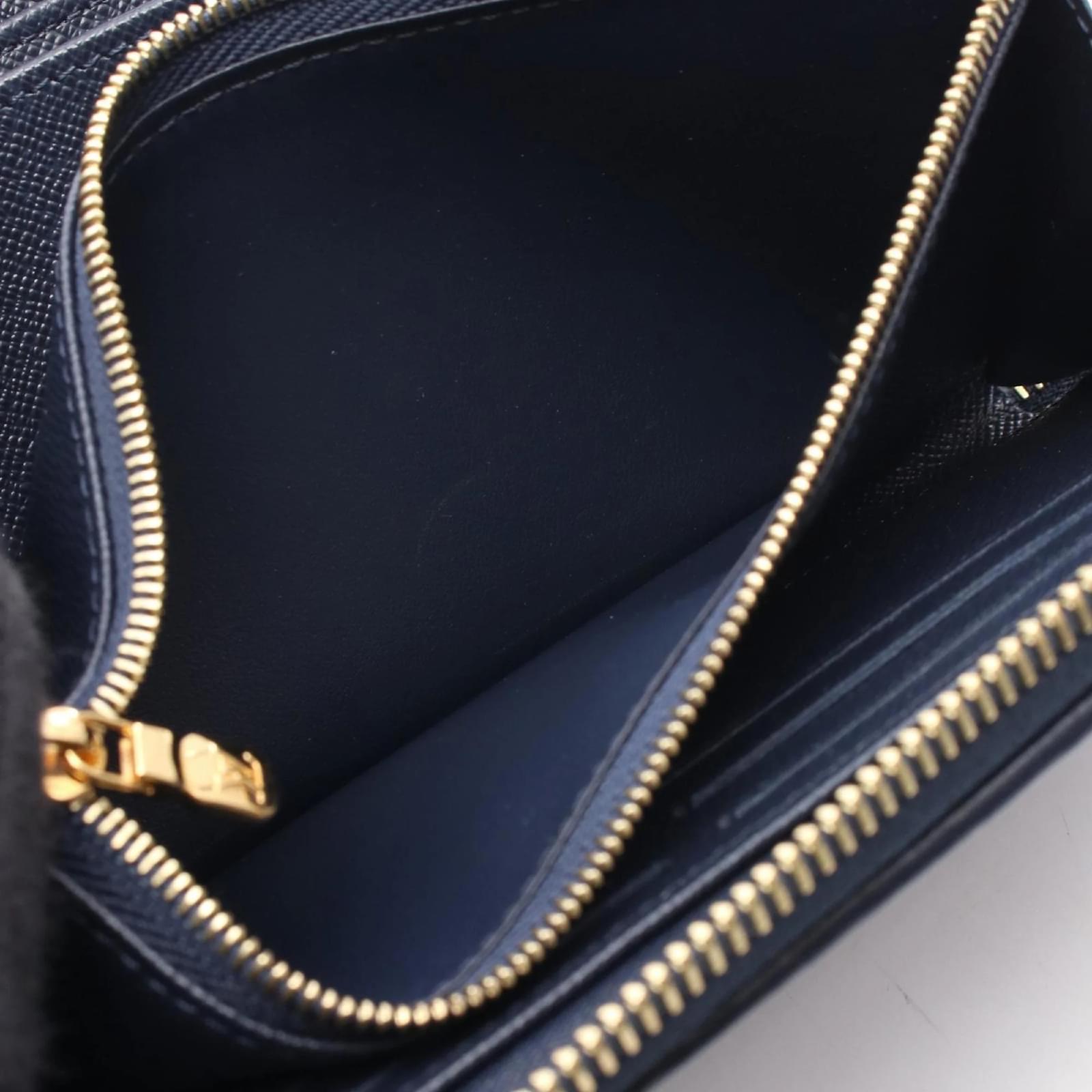 Louis Vuitton Zippy Wallet White Navy blue Leather Cloth  ref.2360721