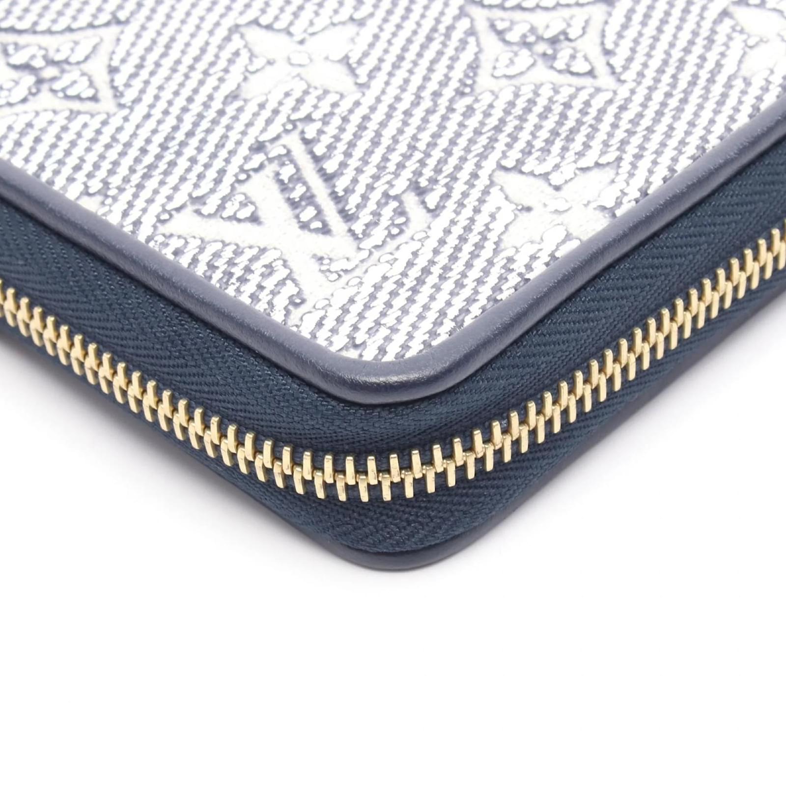 Louis Vuitton Zippy Wallet White Navy blue Leather Cloth  ref.2360721