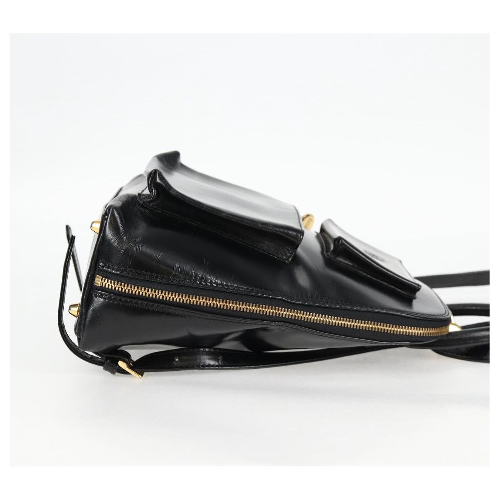 Gianni Versace Backpack Enamel Black Gold Auth bs26902  display picture 2
