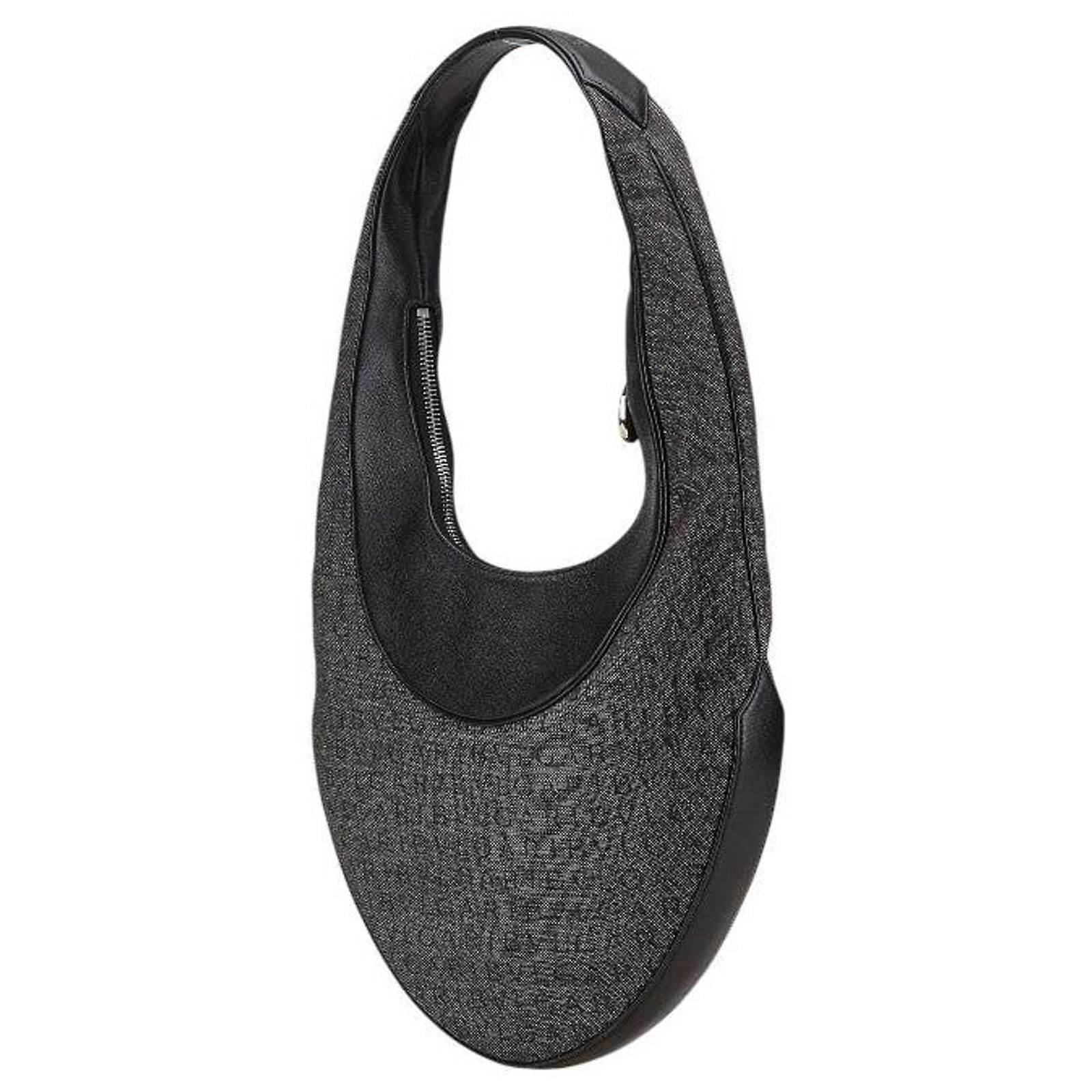 Bulgari Bvlgari Ascot Logo Mania Denim Leather Shoulder Bag Black 