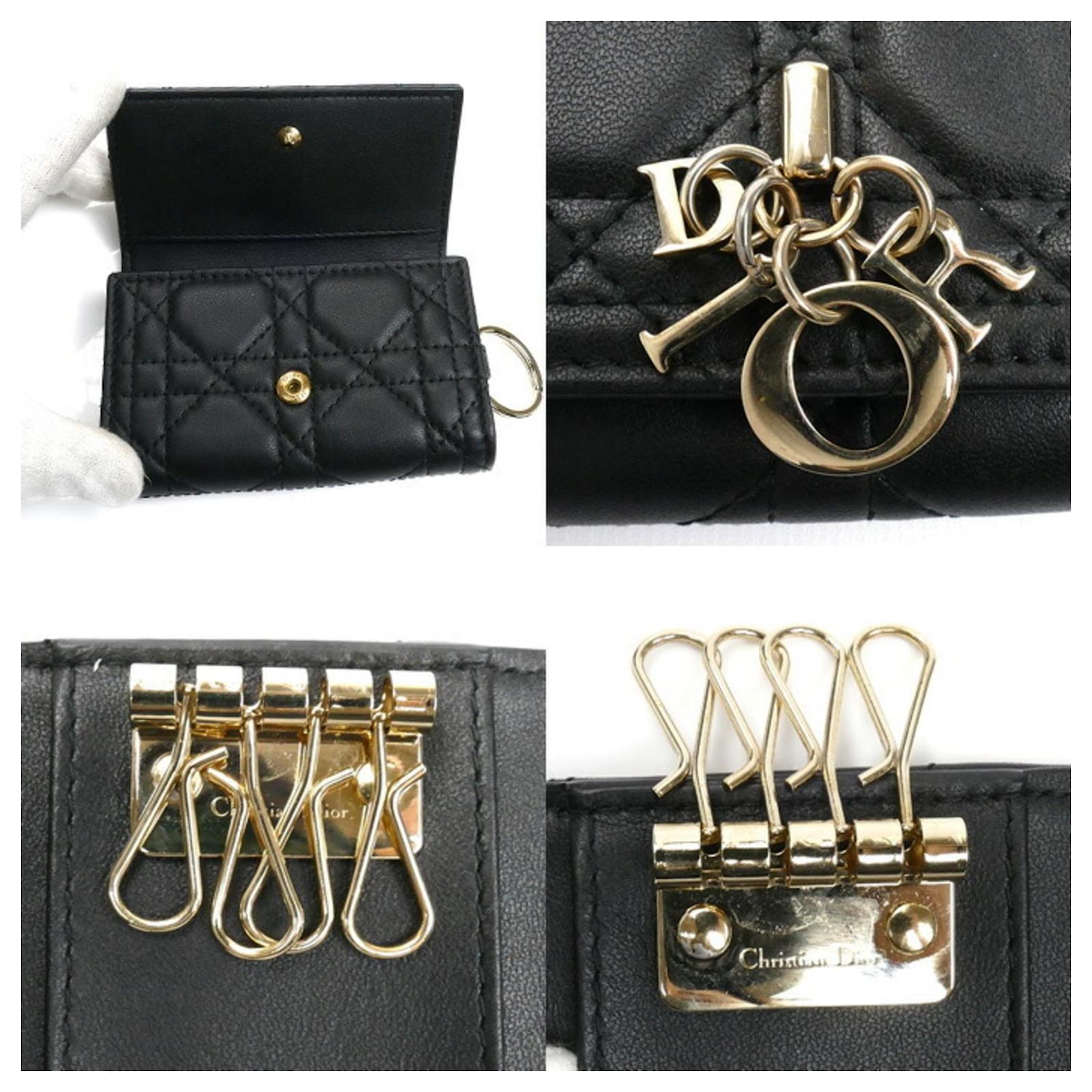 Christian Dior My Aster Key Case in Black Leather ref
