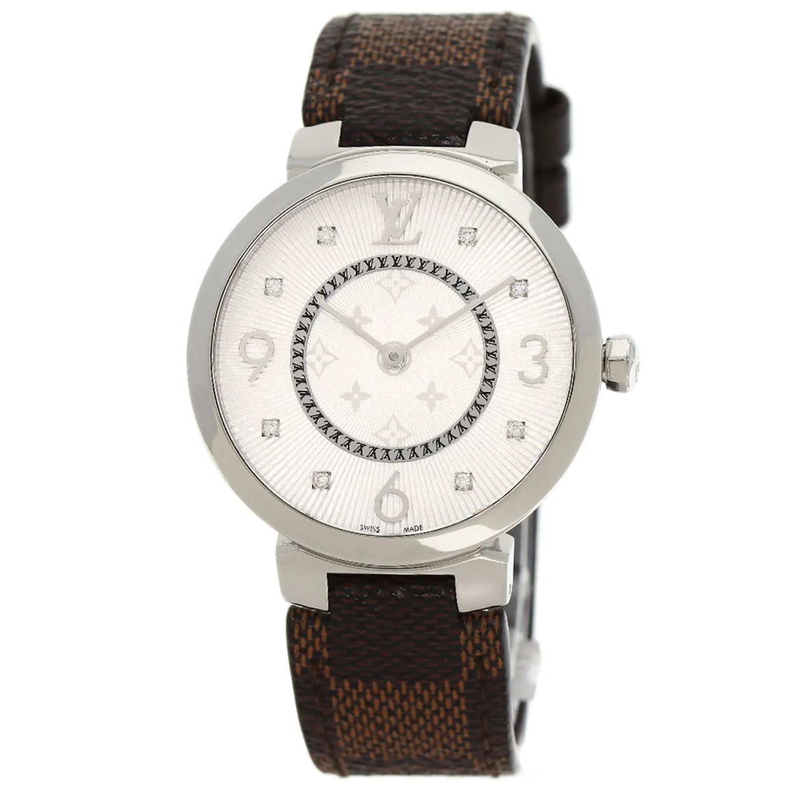 LOUIS VUITTON Tambour slim 8P diamond Silver Dial Quartz Ladies Louis Vuitton Tambour 8P Diamond Watch ref.1719379 - Joli Closet main image 2