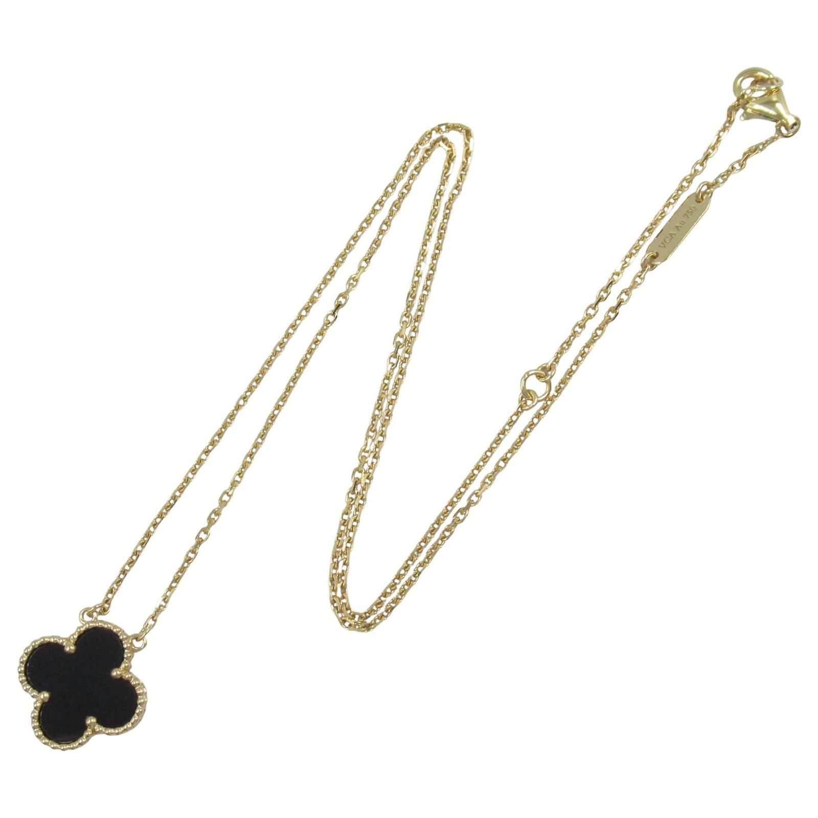Van Cleef & Arpels Vintage Alhambra Necklace Black Golden Yellow gold ...