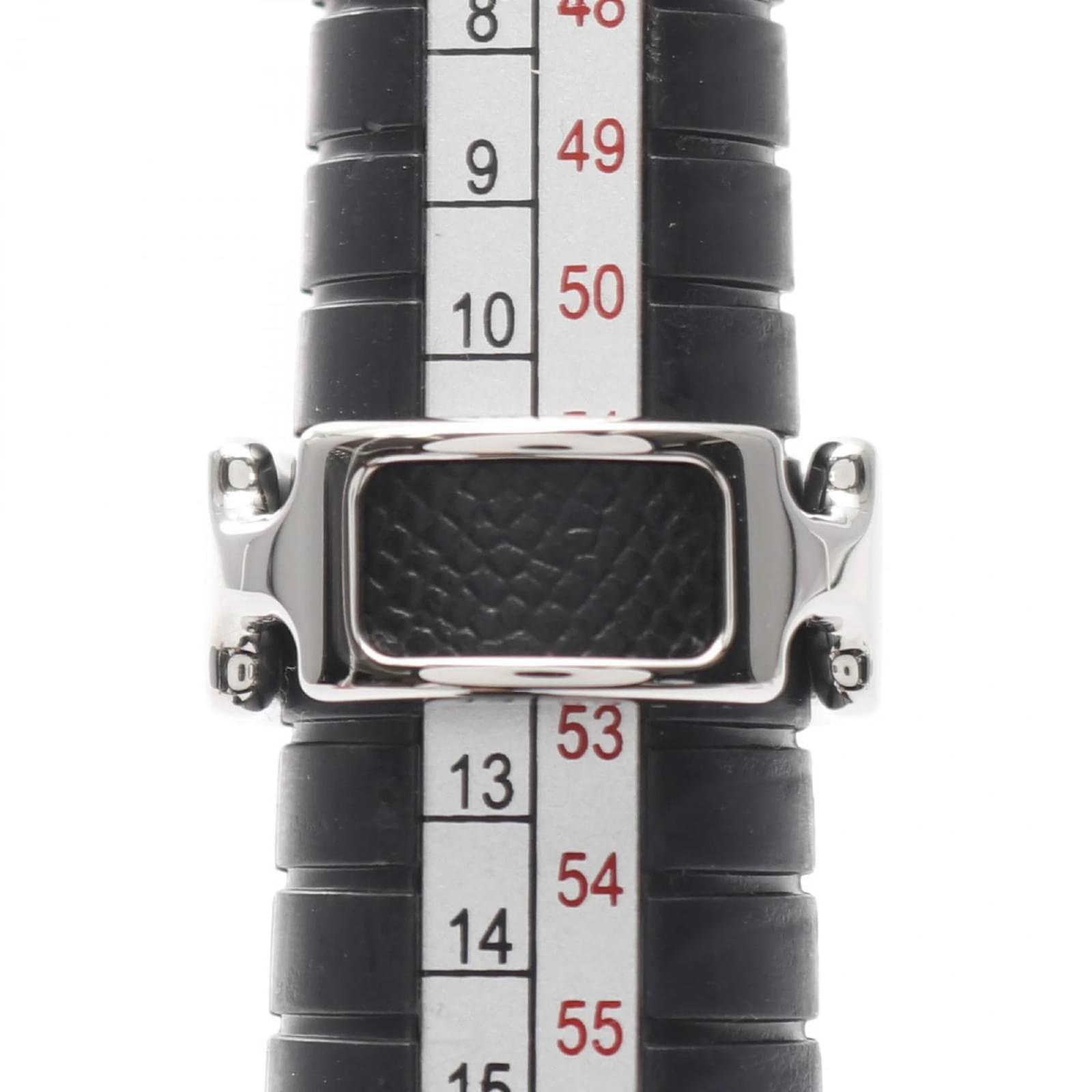 Hermes Hermès Olympe PM Ring Black Silvery Leather Steel ref
