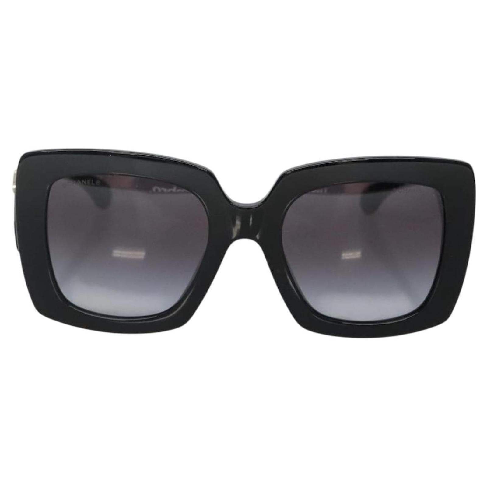 CHANEL COCO Mark Sunglasses plastic Black CC Auth yk18714V ref