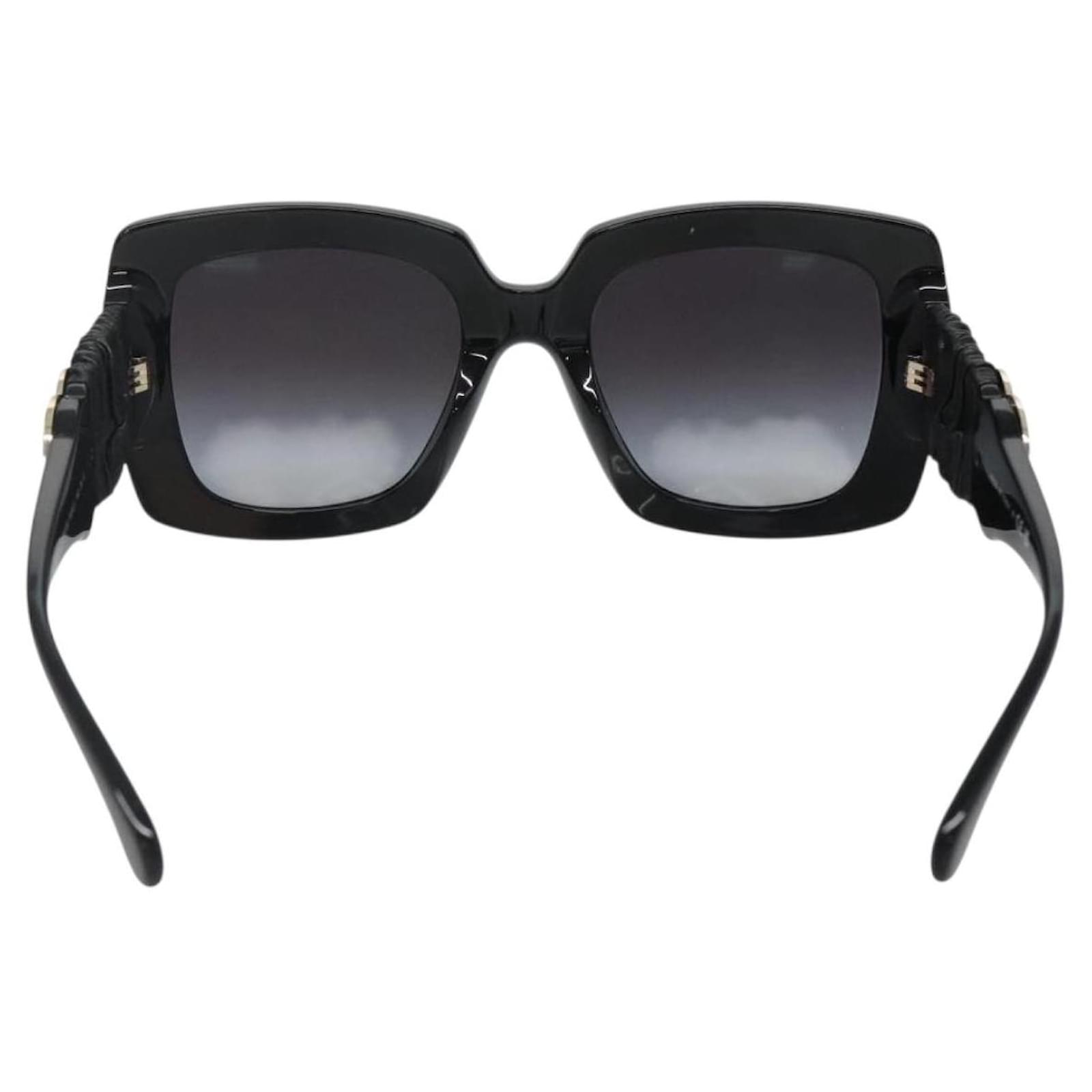 CHANEL COCO Mark Sunglasses plastic Black CC Auth yk18714V