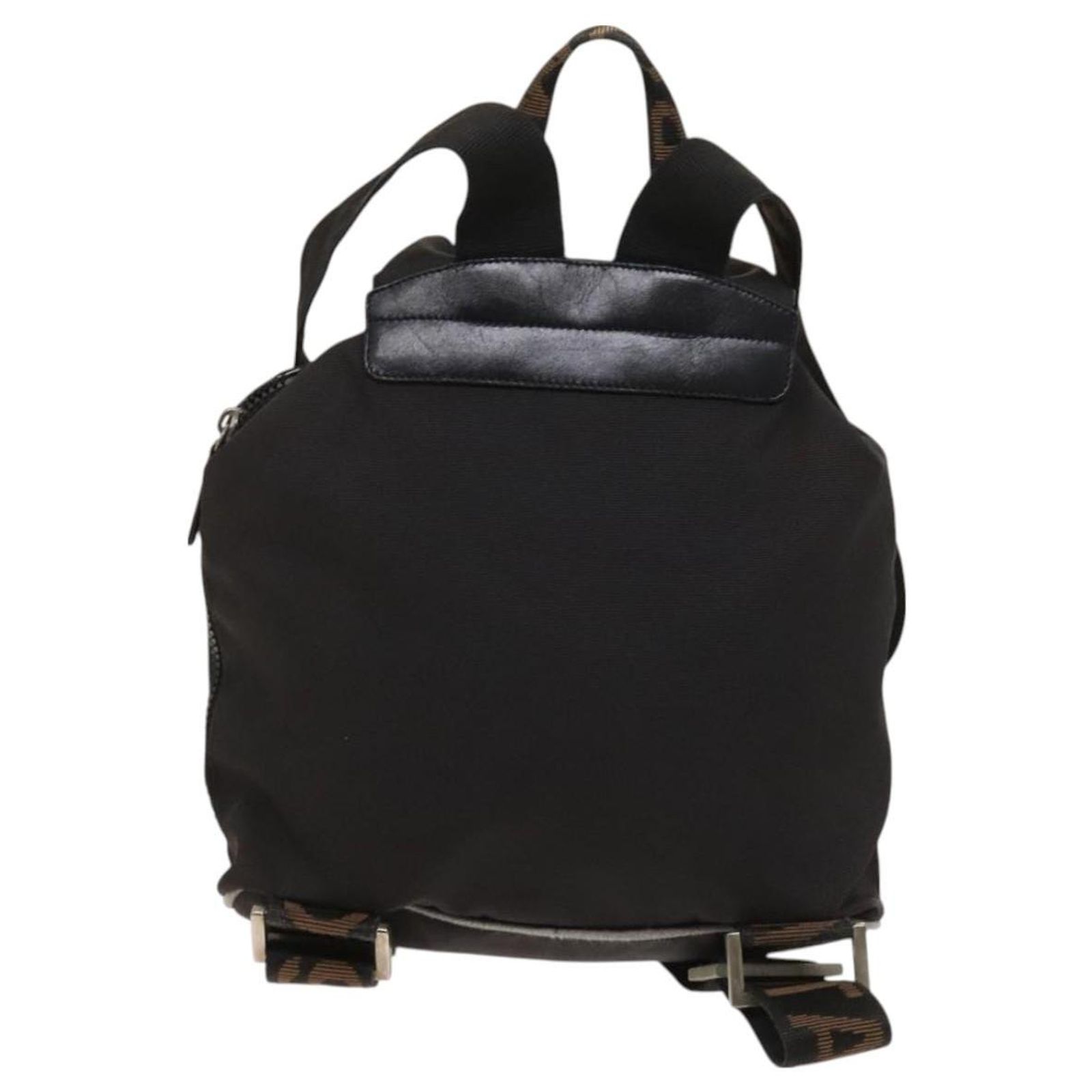 FENDI Backpack Nylon Black Silver Auth 126725 Silvery ref  display picture 2