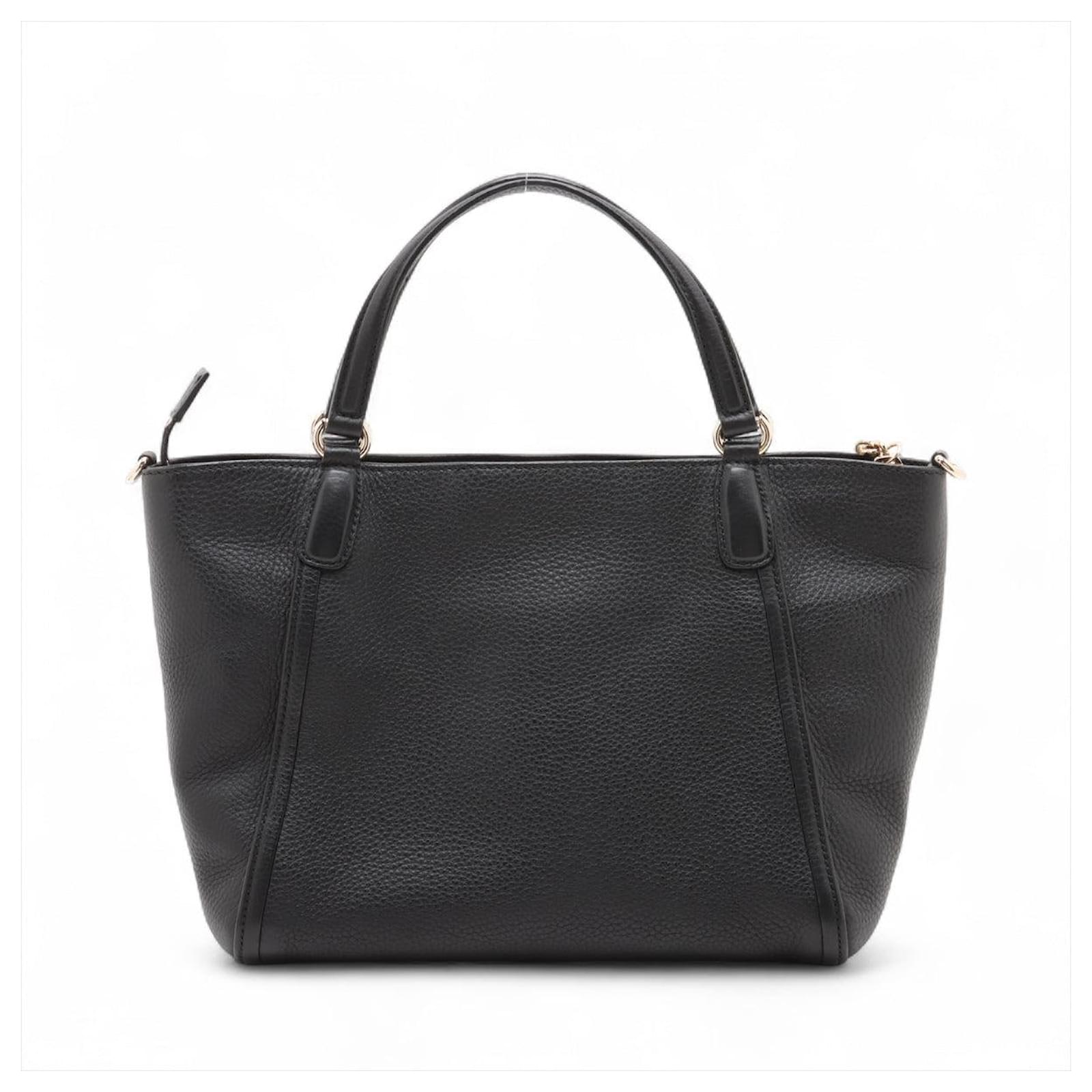 Gucci Soho Leather Zipper Closure Tote Shoulder Bag Black ref