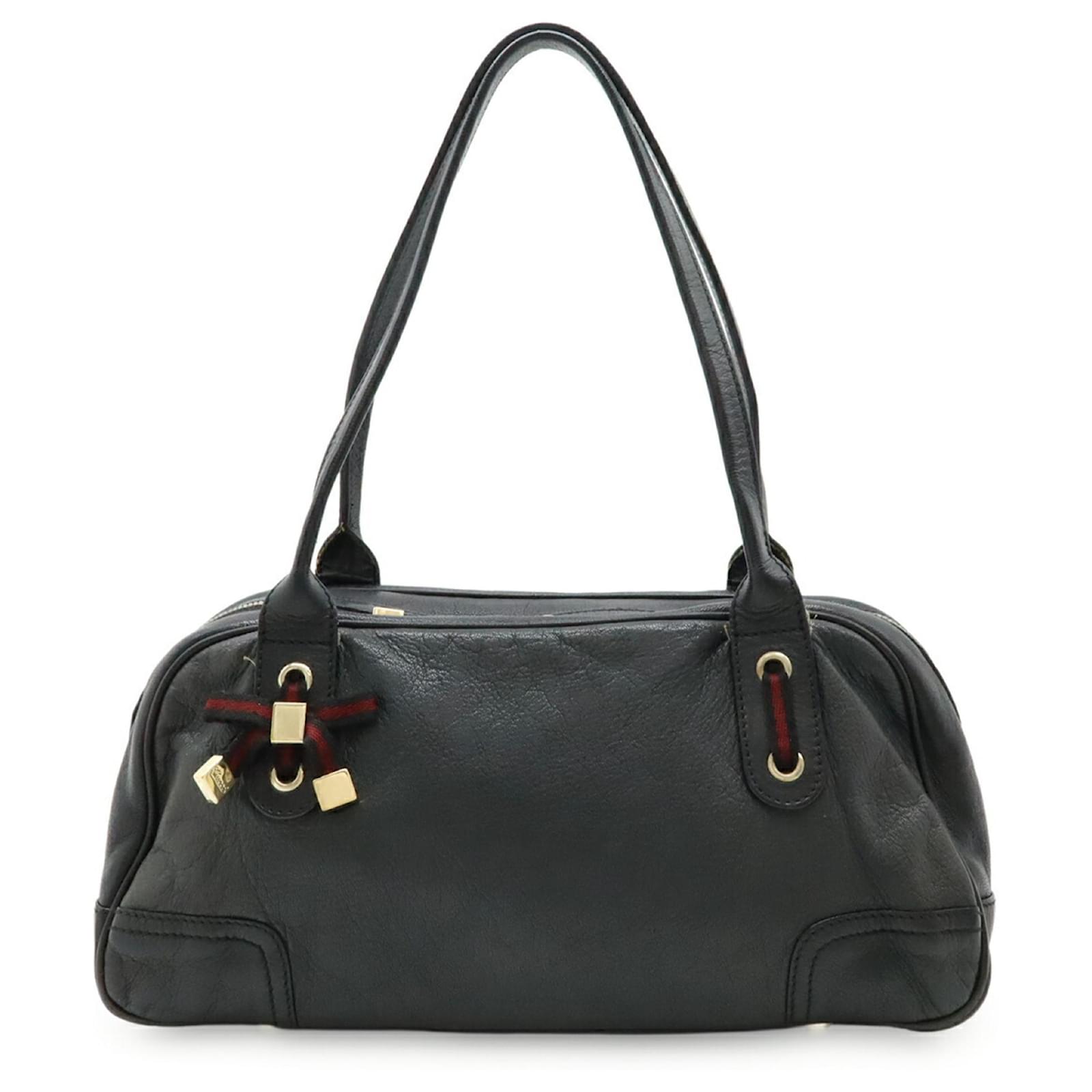 ショルダーバッグ・ポシェット Ribbon shoulder bag black GUCCI Princess Ribbon Shoulder Bag Black Leather ref.2364050