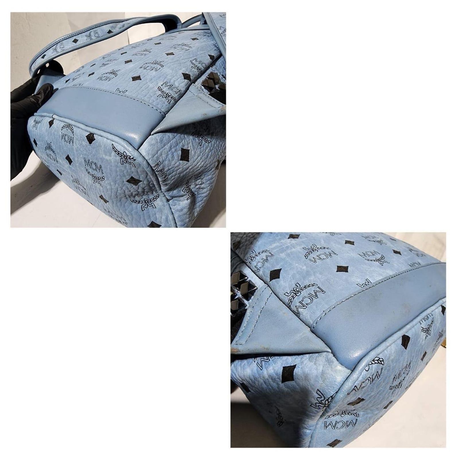 MCM Visetos Small Side Stud Stark Backpack Munich Blue  display picture 2