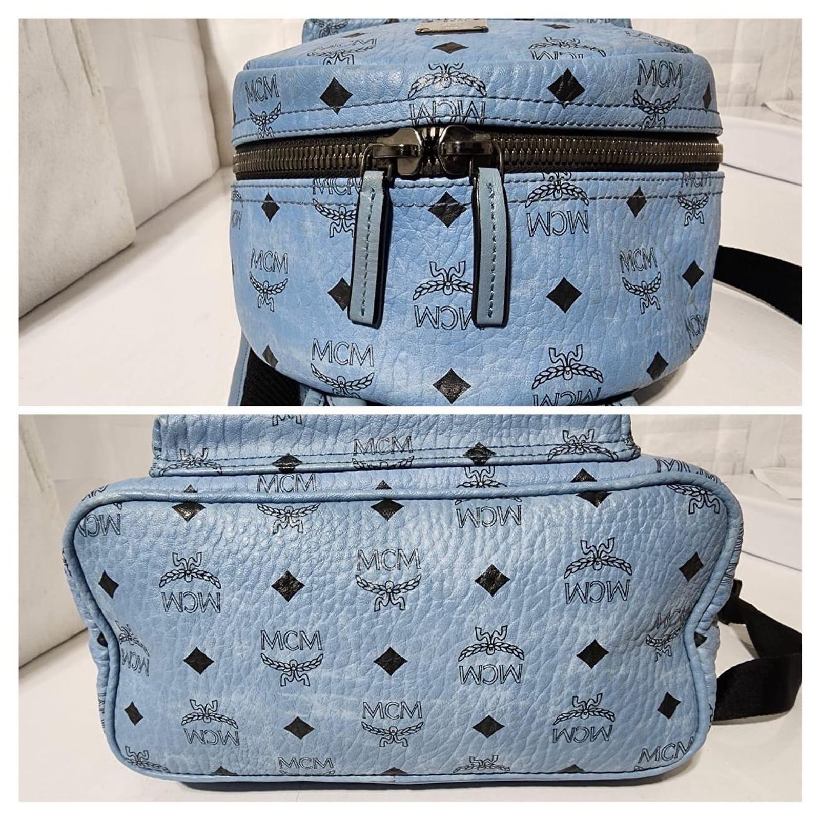 MCM Visetos Small Side Stud Stark Backpack Munich Blue  display picture 1