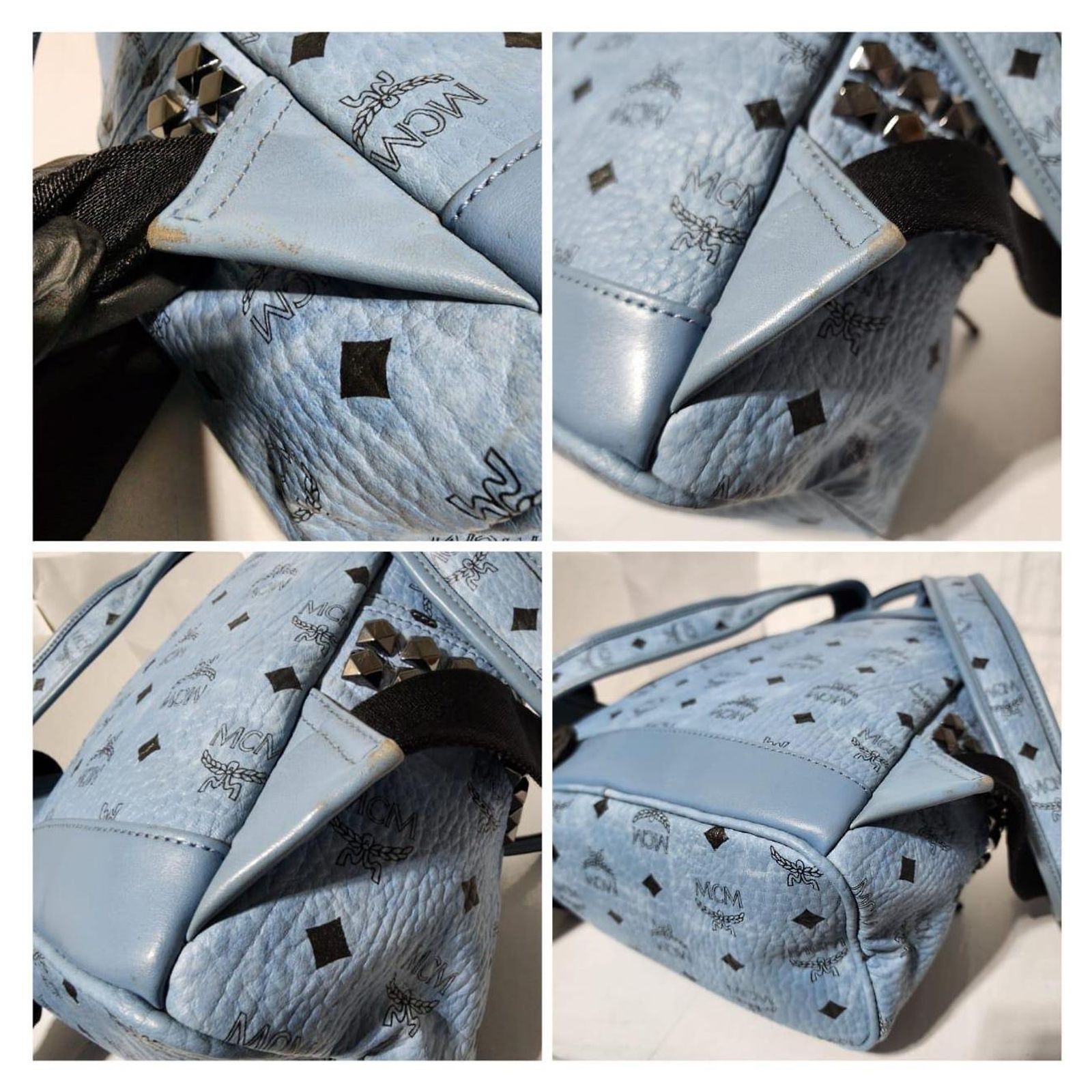 MCM Visetos Small Side Stud Stark Backpack Munich Blue 