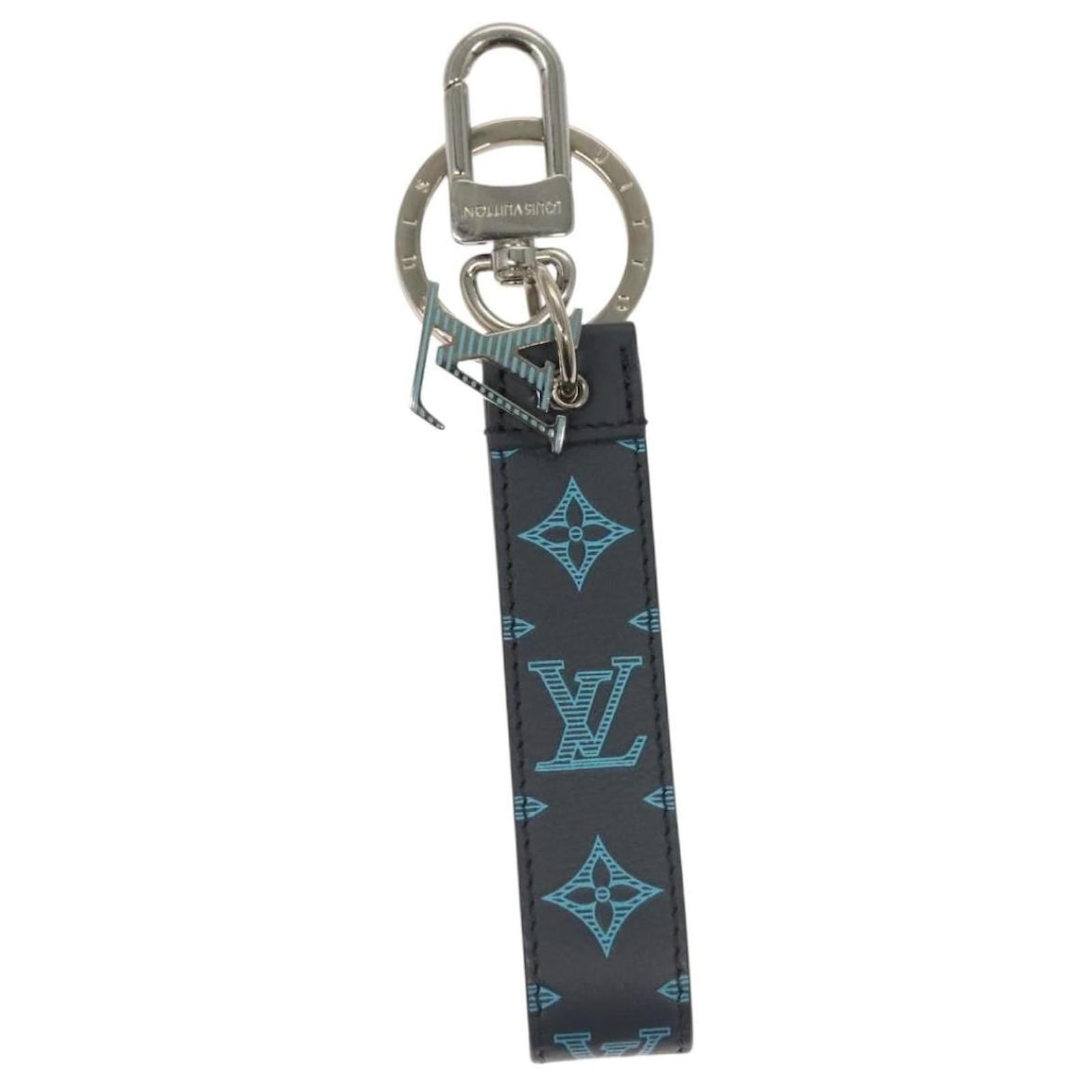LOUIS VUITTON Monogram Shadow Porte Cles Dragonne Key Holder M82532 Auth 132813M Navy blue Cloth  ref.2365998