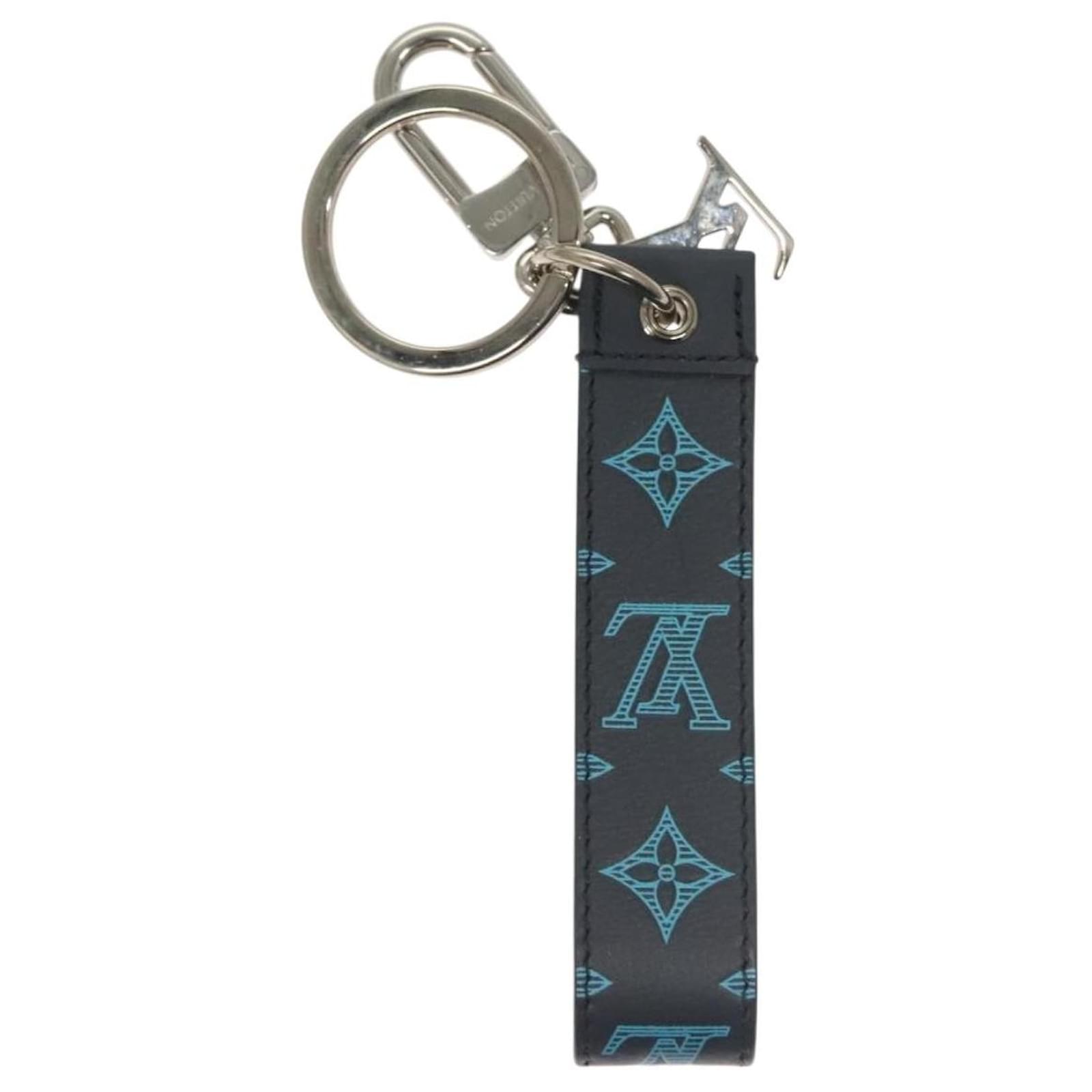 LOUIS VUITTON Monogram Shadow Porte Cles Dragonne Key Holder M82532 Auth 132813M Navy blue Cloth  ref.2365998