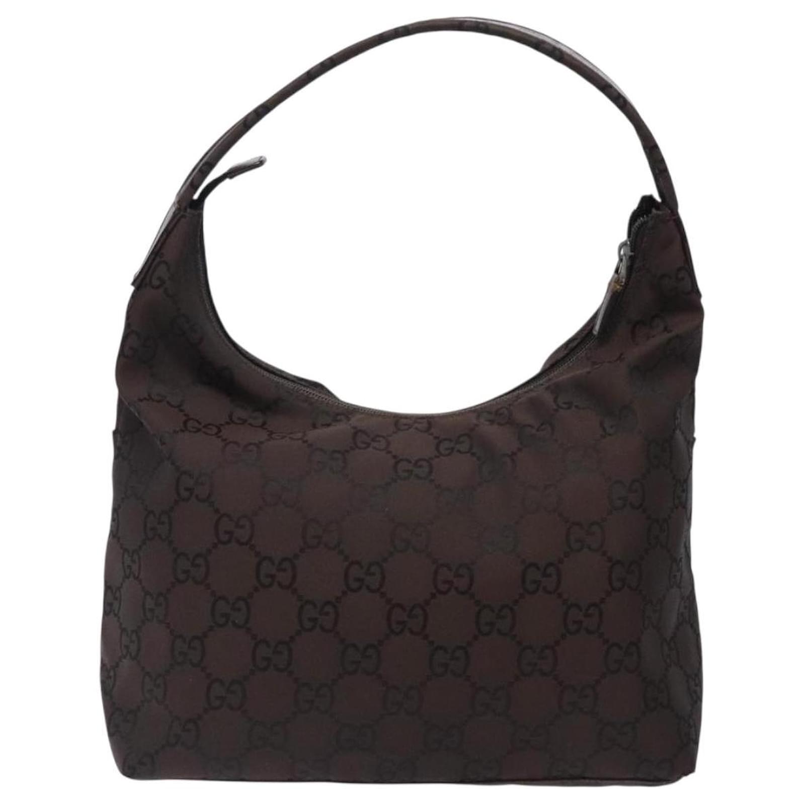 GUCCI GG Canvas Shoulder Bag Dark Brown 001 3380 Auth gh331 Cloth