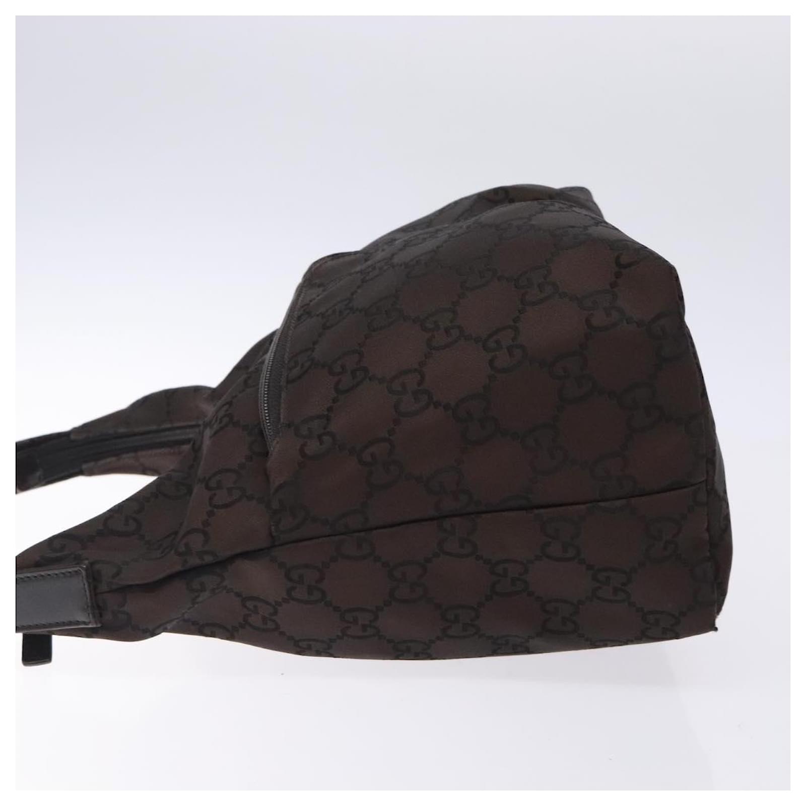 GUCCI GG Canvas Shoulder Bag Dark Brown 001 3380 Auth gh331 Cloth