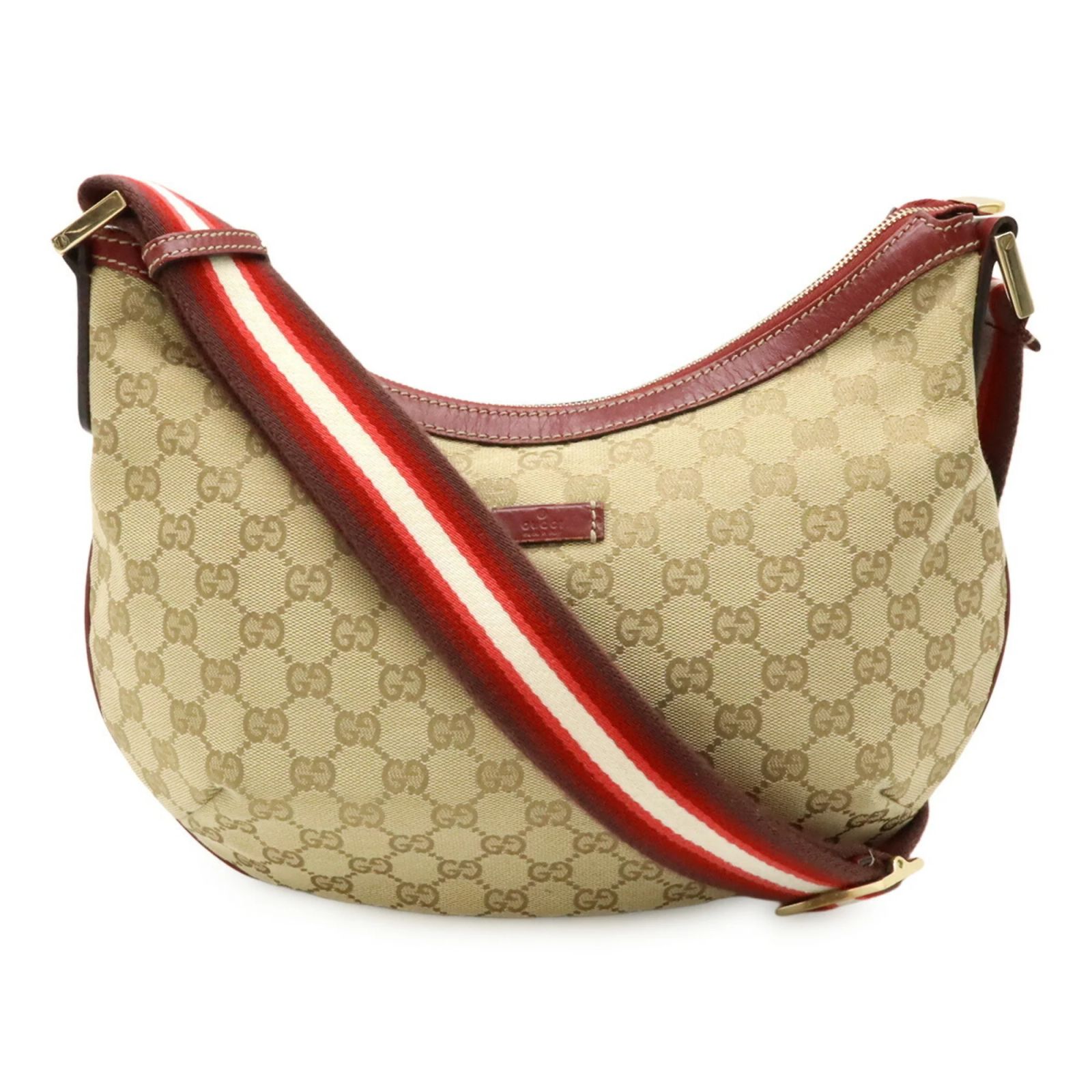 Gucci GG Canvas Shoulder Bag Red Beige Leather Cloth ref.2366416 