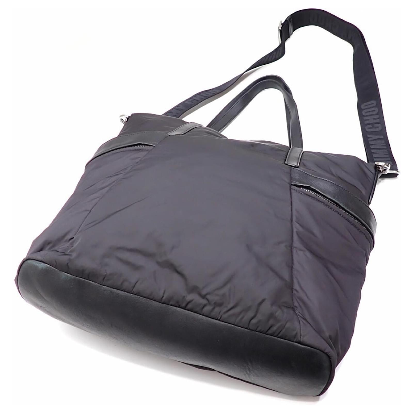 Jimmy Choo Balfour Tote Bag Black Leather Nylon ref.2367077