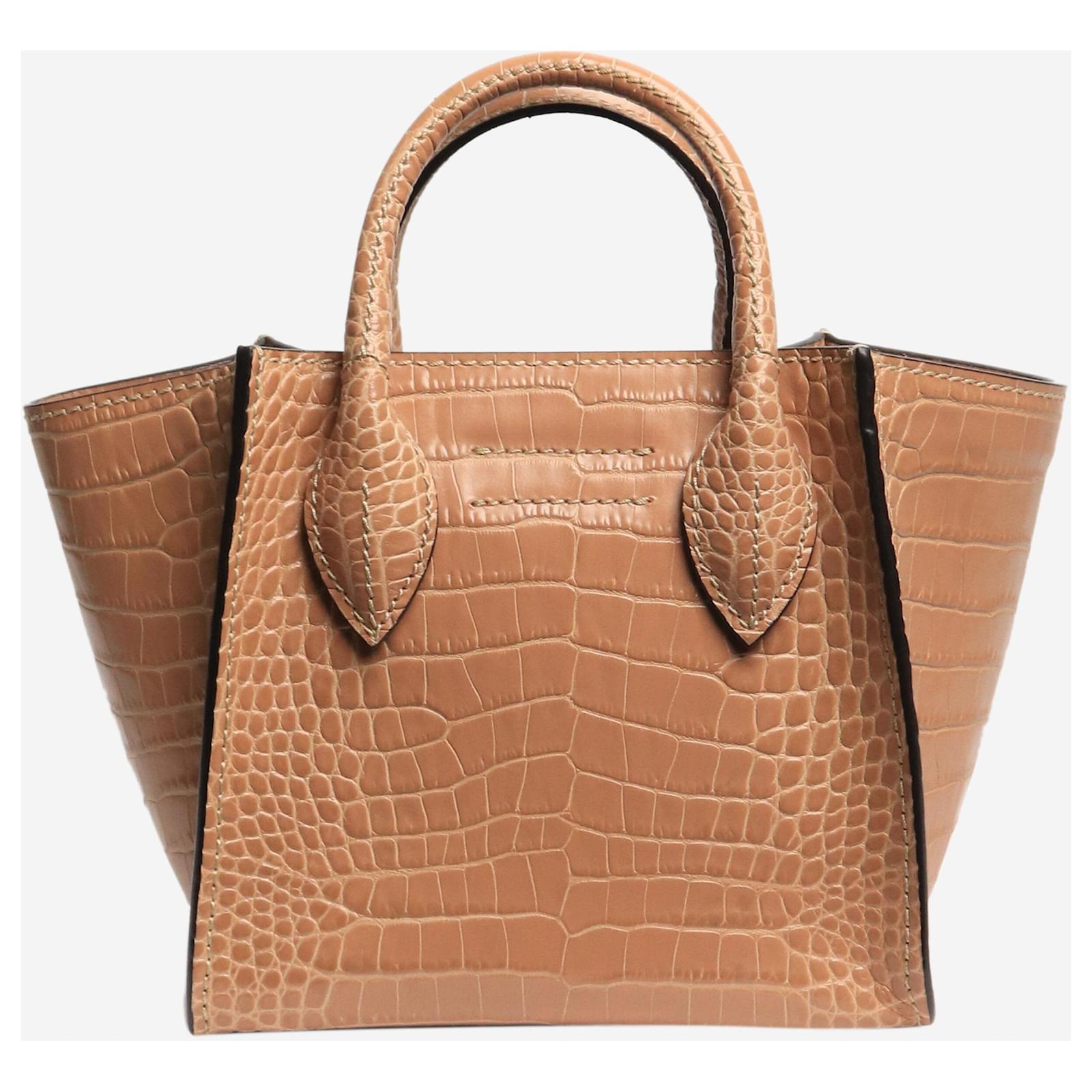Ermanno Scervino Brown mini Maggie croc-embossed 2way bag Leather