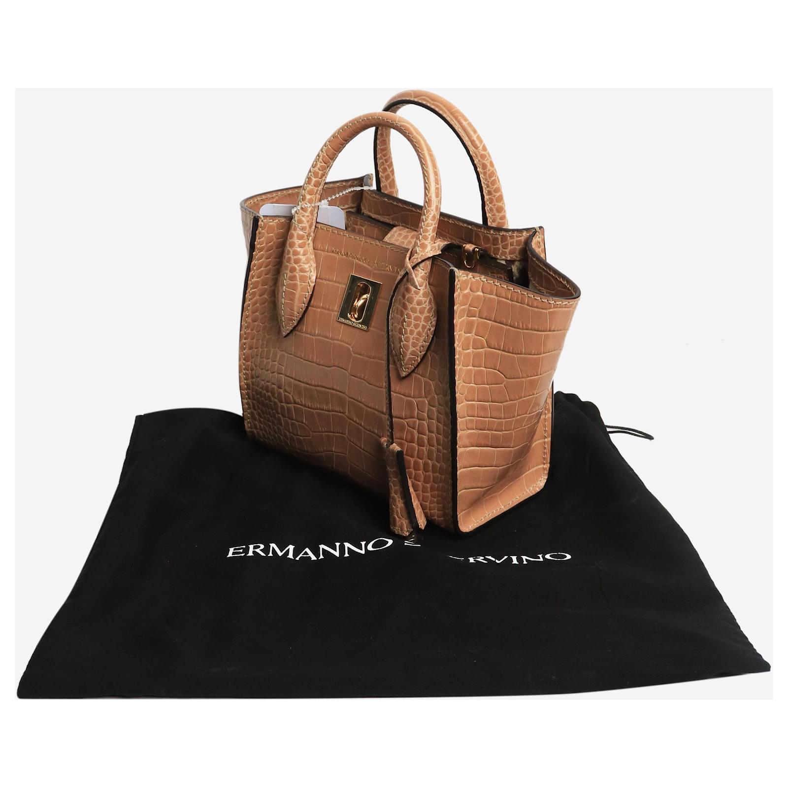 Ermanno Scervino Brown mini Maggie croc-embossed 2way bag Leather