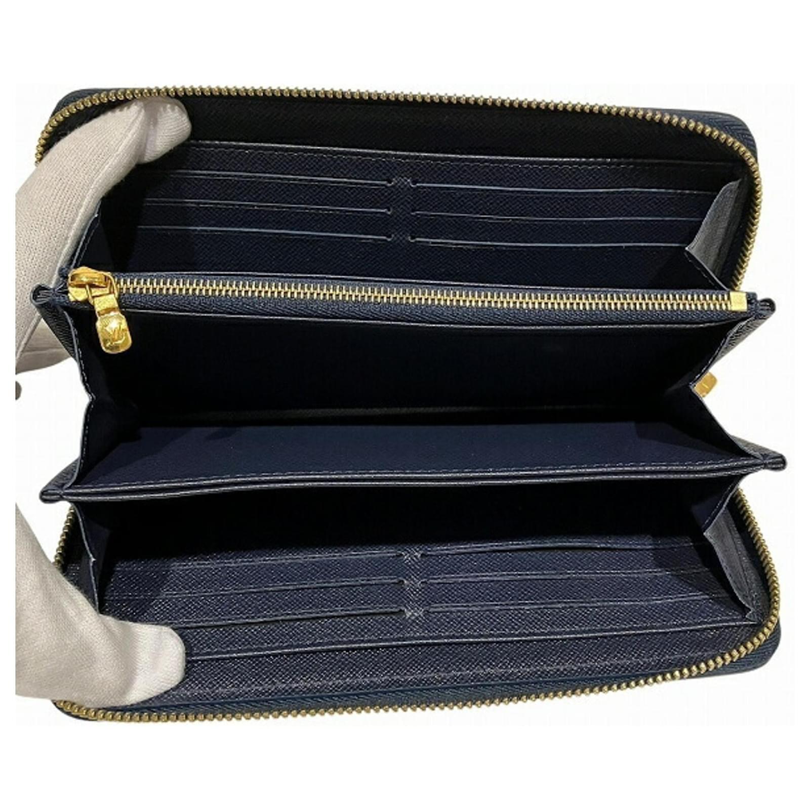 Louis Vuitton Monogram Jacquard Zippy Wallet Silvery Navy blue Patent leather Cloth  ref.2367896