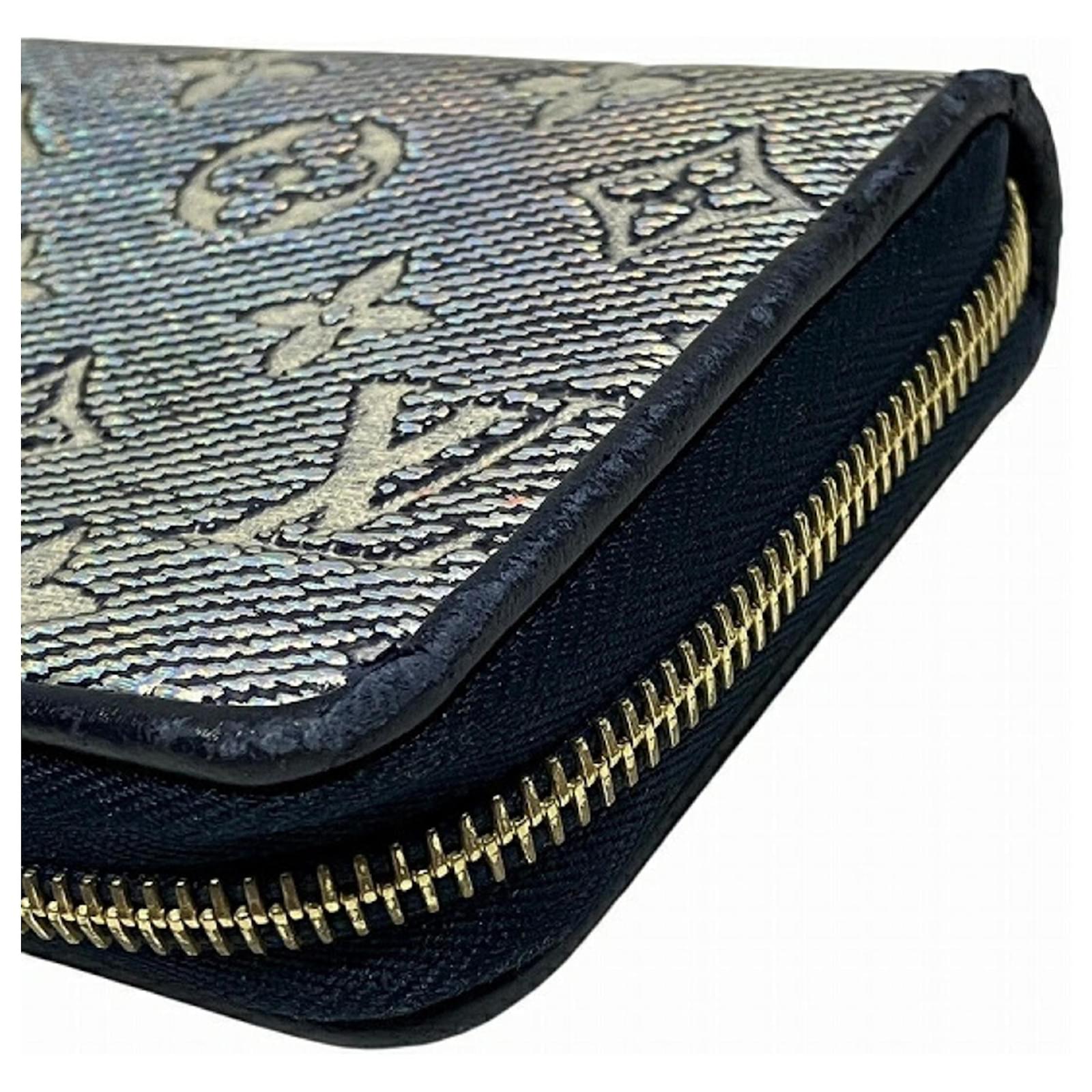 Louis Vuitton Monogram Jacquard Zippy Wallet Silvery Navy blue Patent leather Cloth  ref.2367896