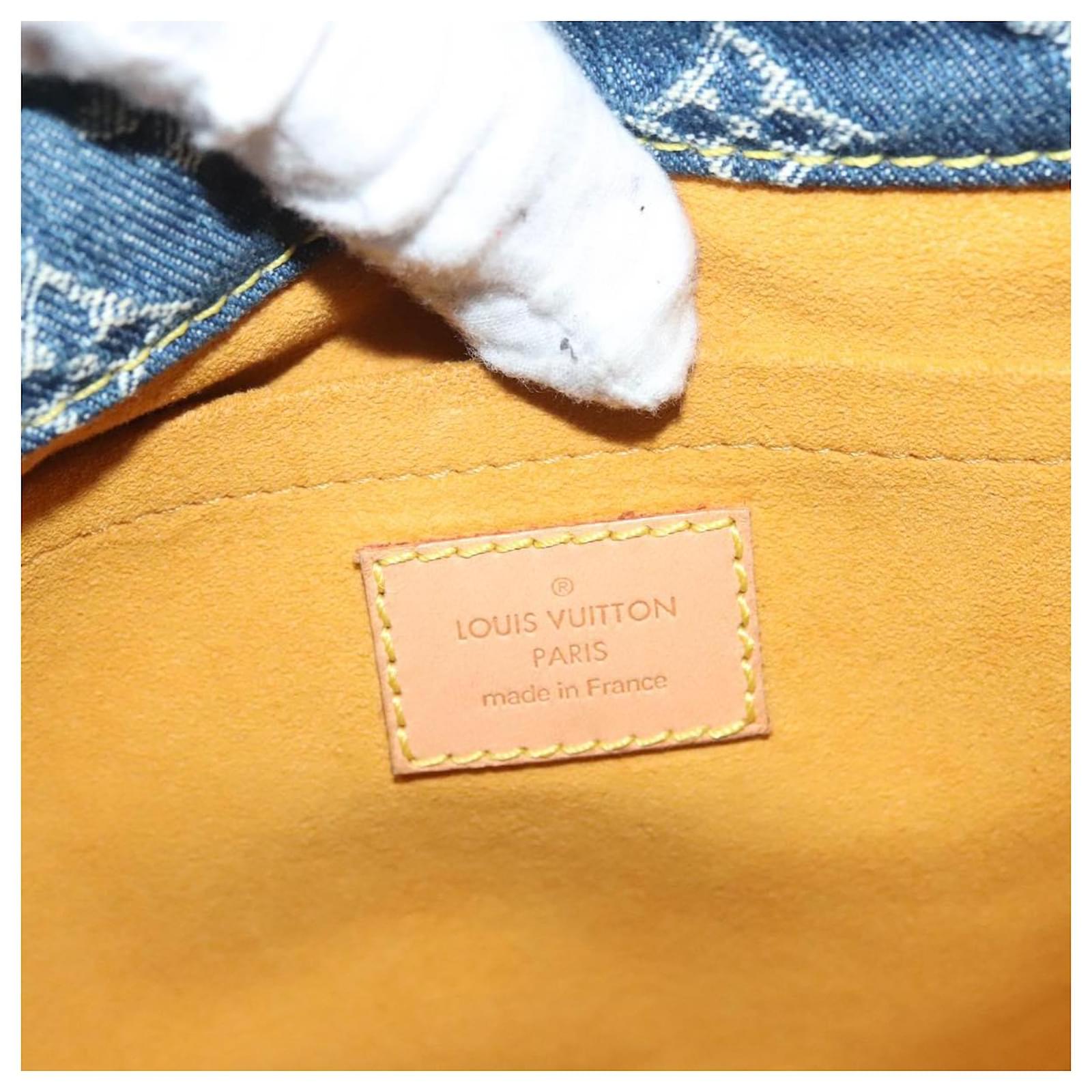 LOUIS VUITTON Monogram Denim Flat Shopper Tote Bag Blue M95018 LV Auth 131093  ref.2368545