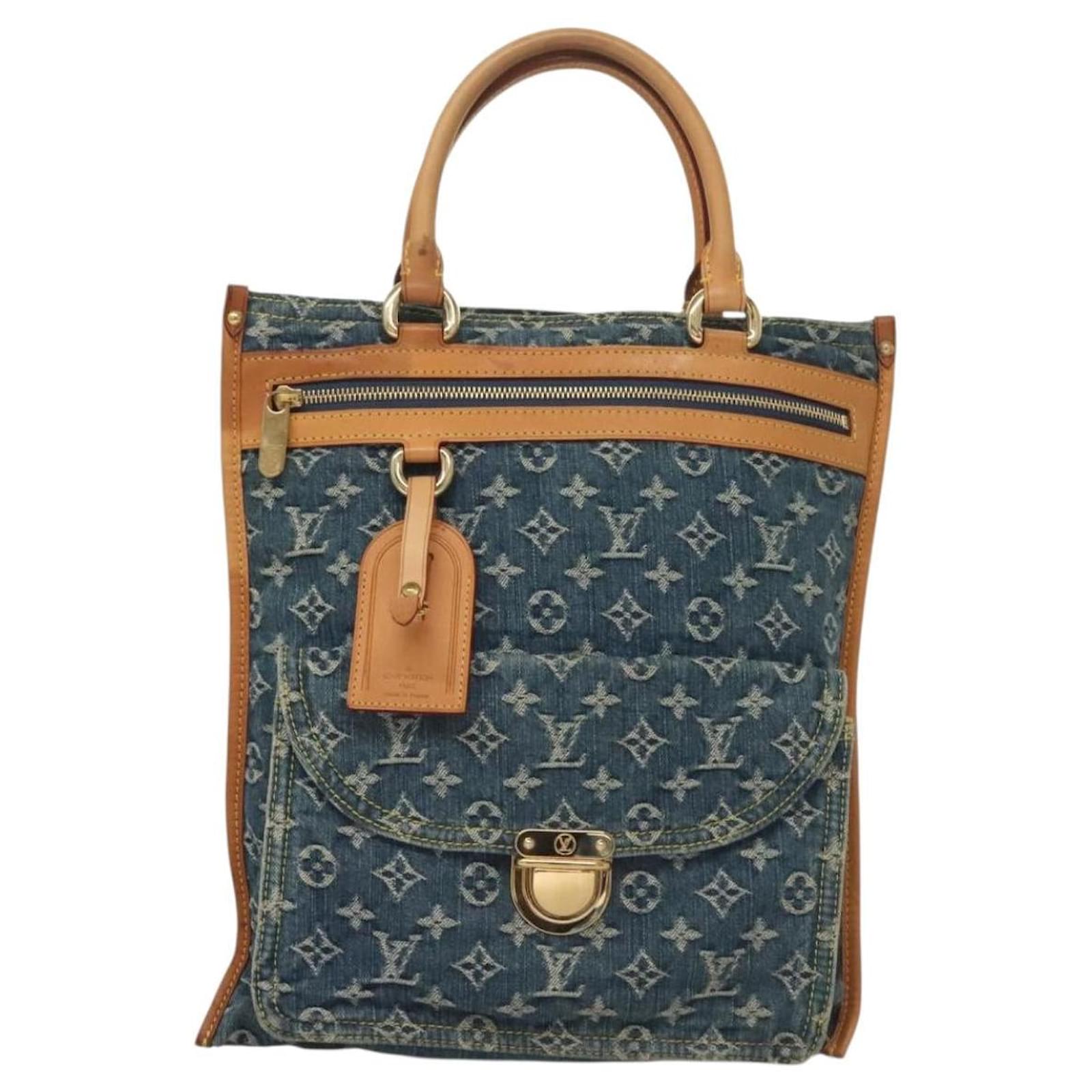 LOUIS VUITTON Monogram Denim Flat Shopper Tote Bag Blue M95018 LV Auth 131093  ref.2368545