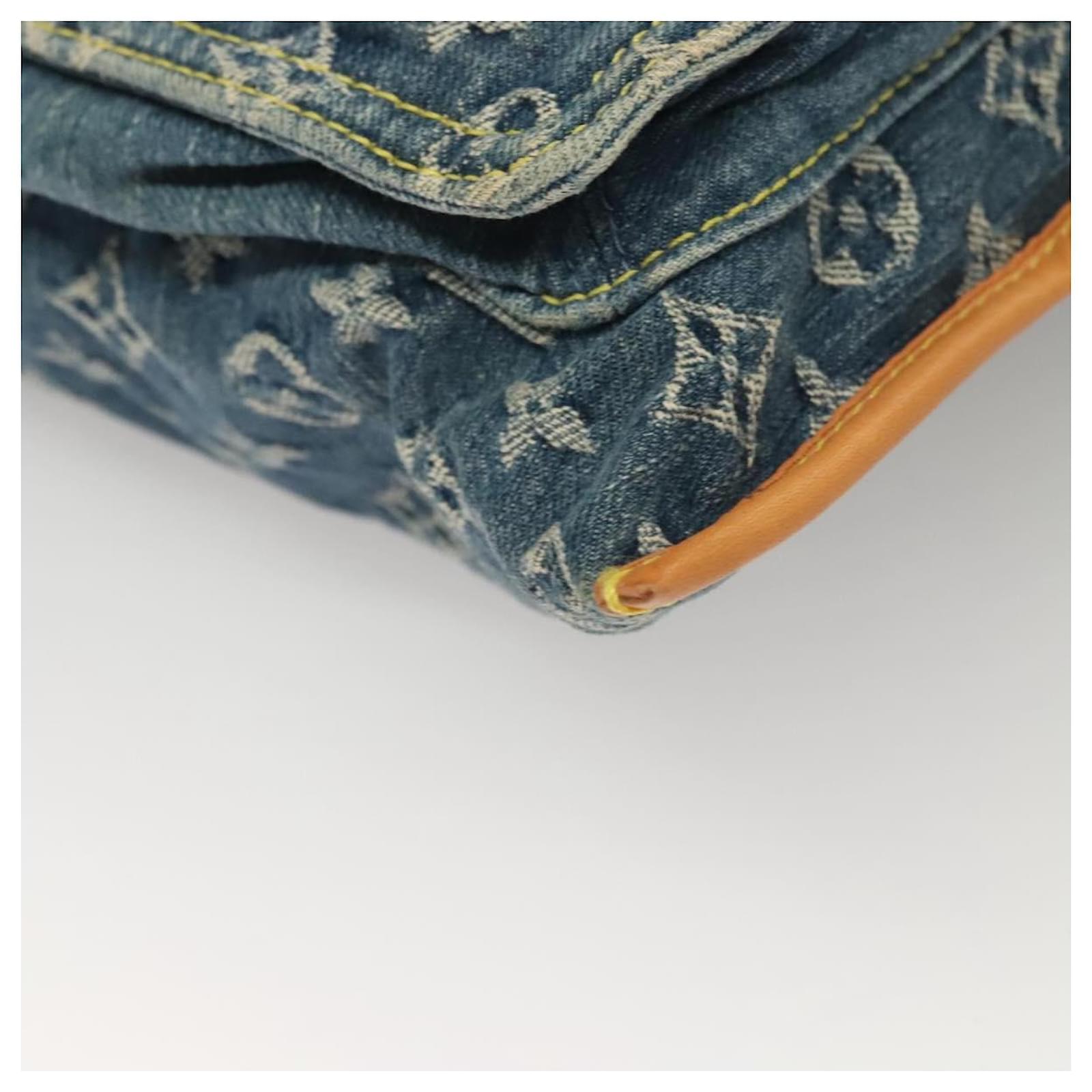 LOUIS VUITTON Monogram Denim Flat Shopper Tote Bag Blue M95018 LV Auth 131093  ref.2368545