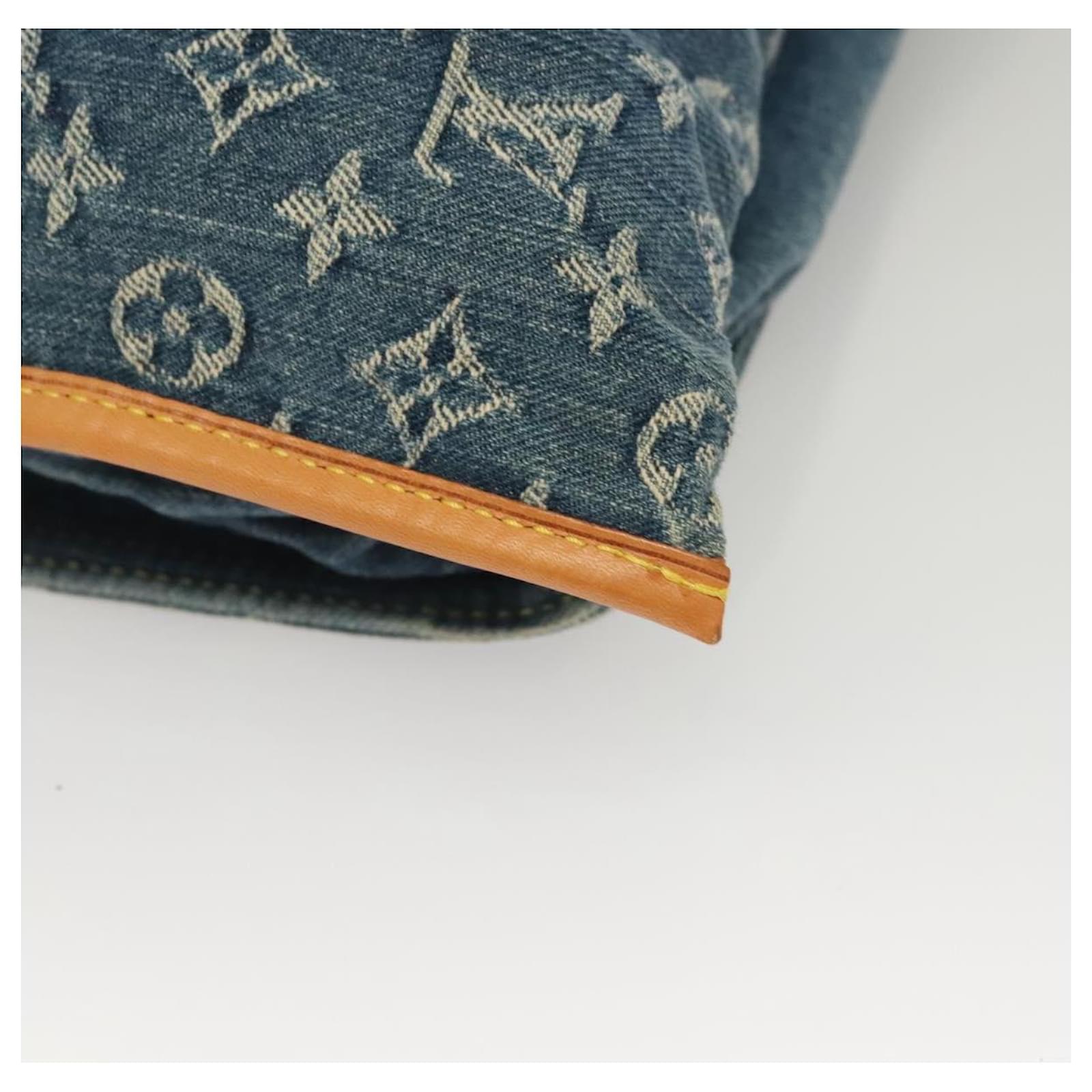 LOUIS VUITTON Monogram Denim Flat Shopper Tote Bag Blue M95018 LV Auth 131093  ref.2368545