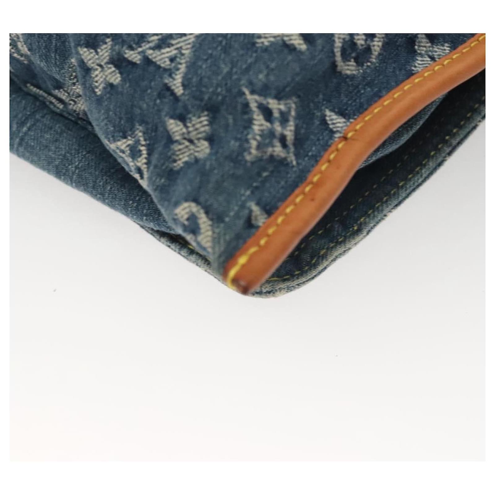 LOUIS VUITTON Monogram Denim Flat Shopper Tote Bag Blue M95018 LV Auth 131093  ref.2368545