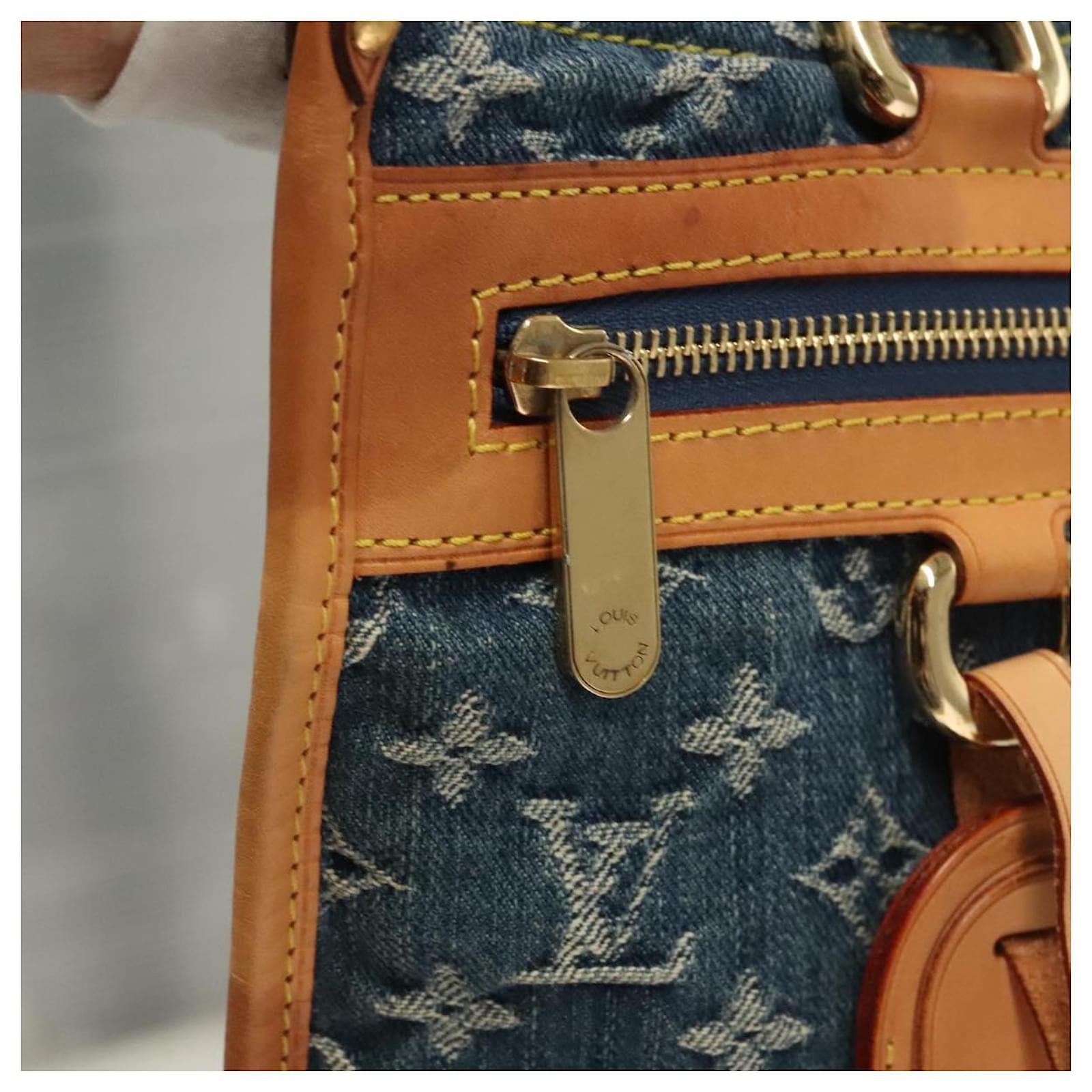 LOUIS VUITTON Monogram Denim Flat Shopper Tote Bag Blue M95018 LV Auth 131093  ref.2368545