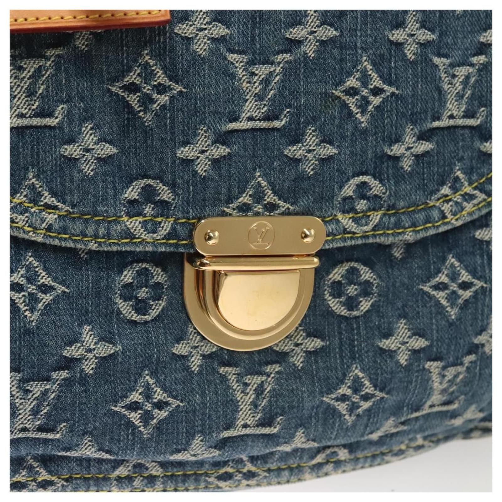 LOUIS VUITTON Monogram Denim Flat Shopper Tote Bag Blue M95018 LV Auth 131093  ref.2368545