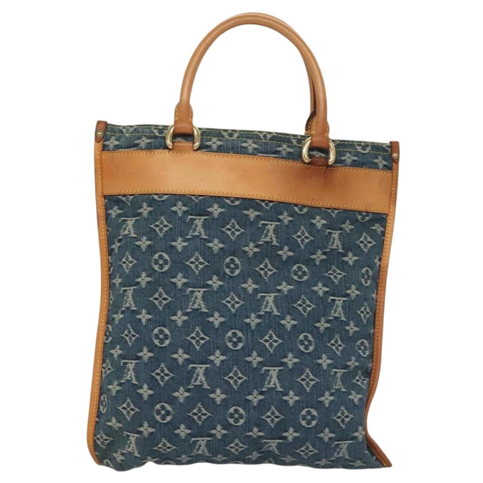LOUIS VUITTON Monogram Denim Flat Shopper Tote Bag Blue M95018 LV Auth 131093  ref.2368545