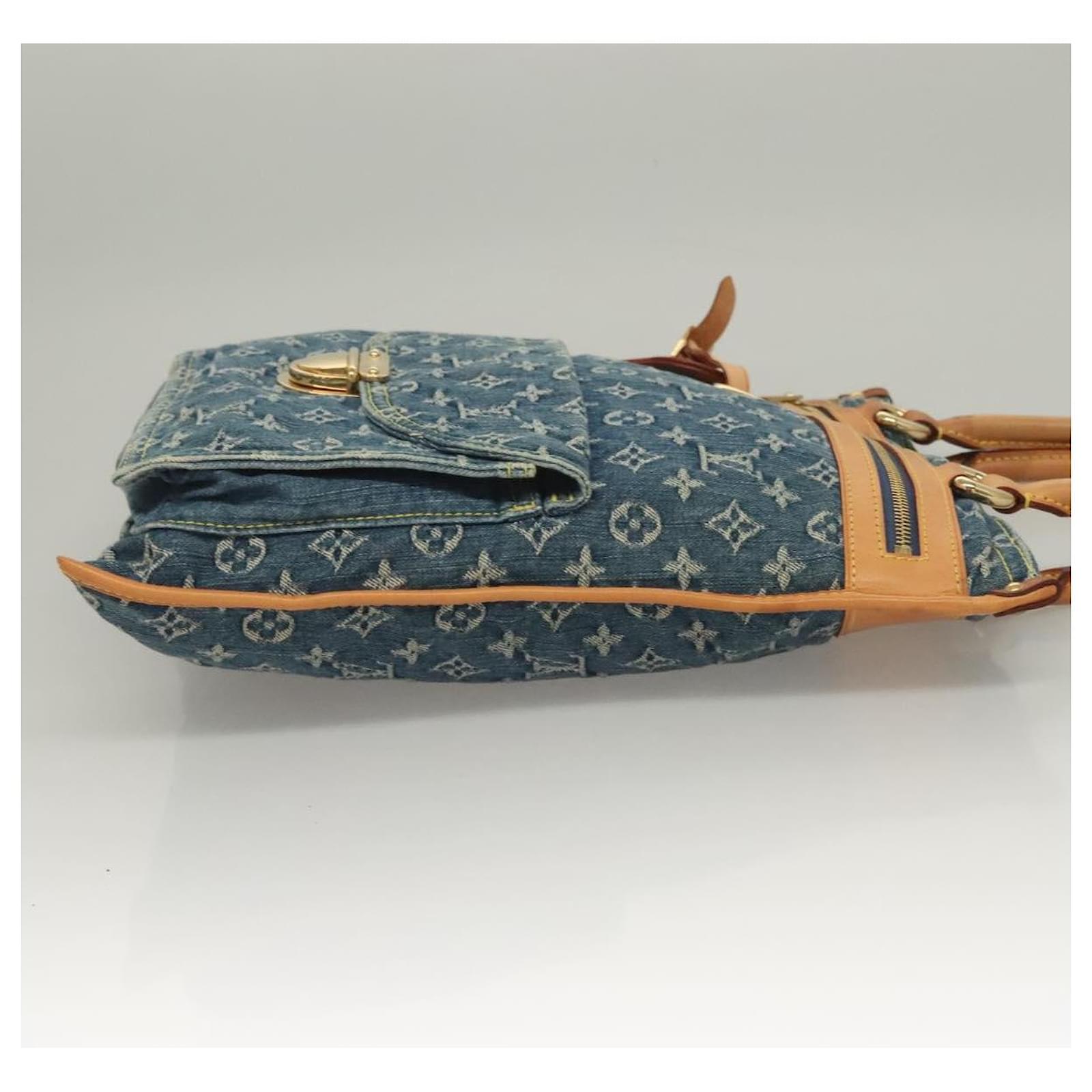 LOUIS VUITTON Monogram Denim Flat Shopper Tote Bag Blue M95018 LV Auth 131093  ref.2368545