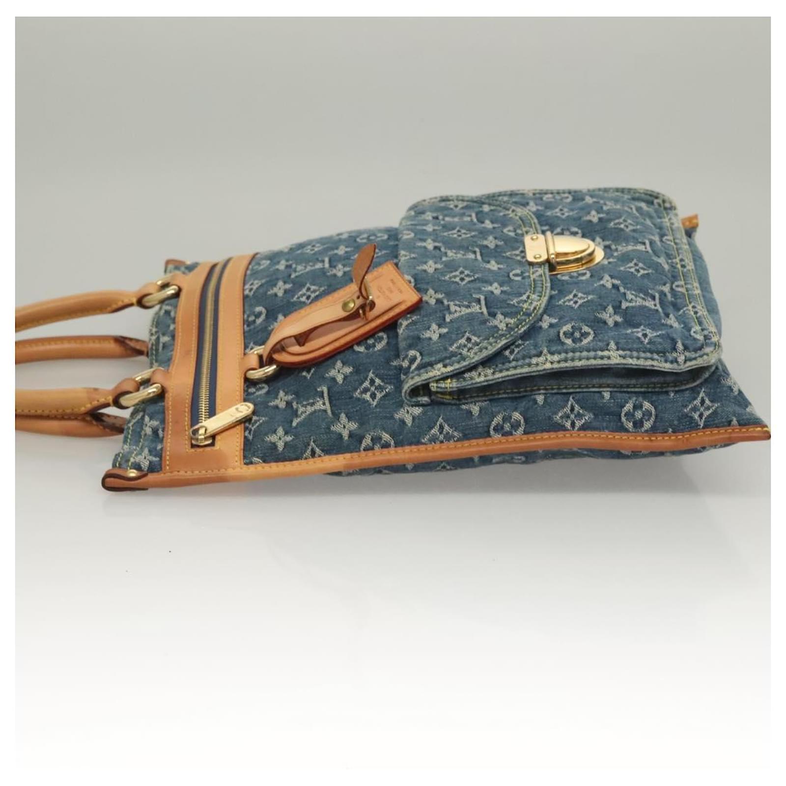 LOUIS VUITTON Monogram Denim Flat Shopper Tote Bag Blue M95018 LV Auth 131093  ref.2368545