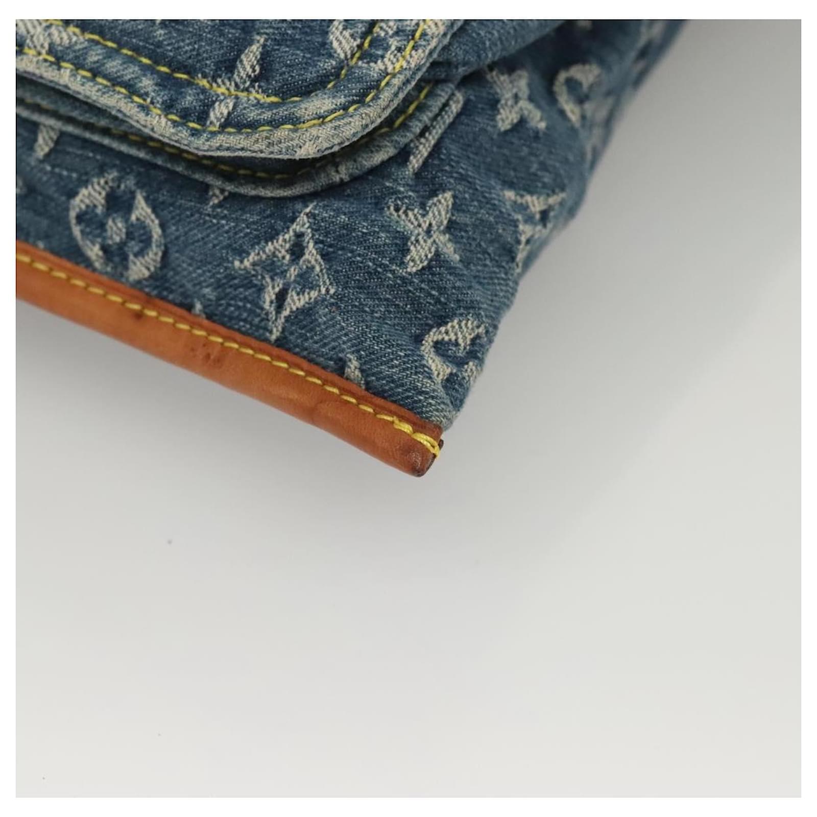 LOUIS VUITTON Monogram Denim Flat Shopper Tote Bag Blue M95018 LV Auth 131093  ref.2368545