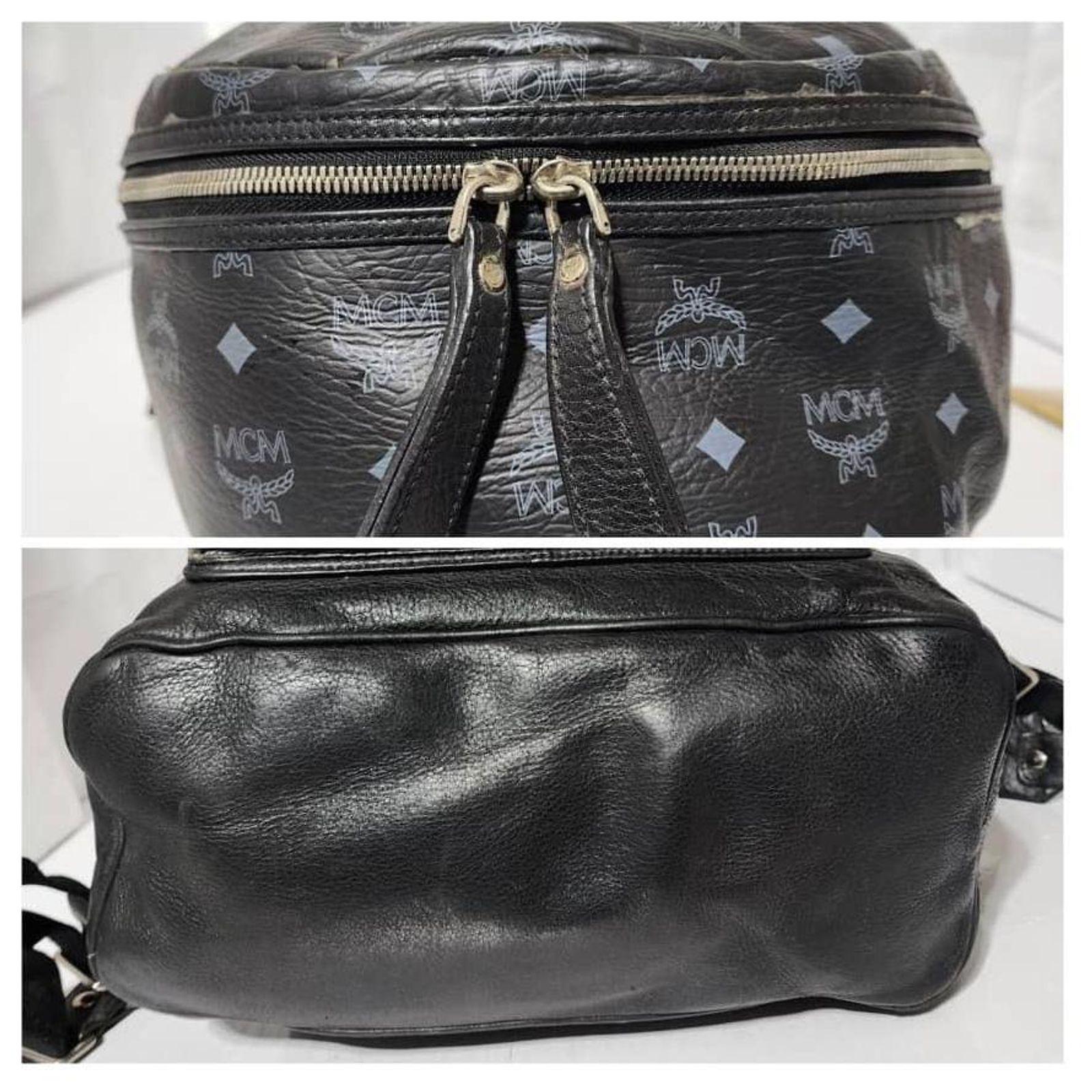 MCM Stark Classic Visetos Canvas Backpack Bag Black/Grey  display picture 2