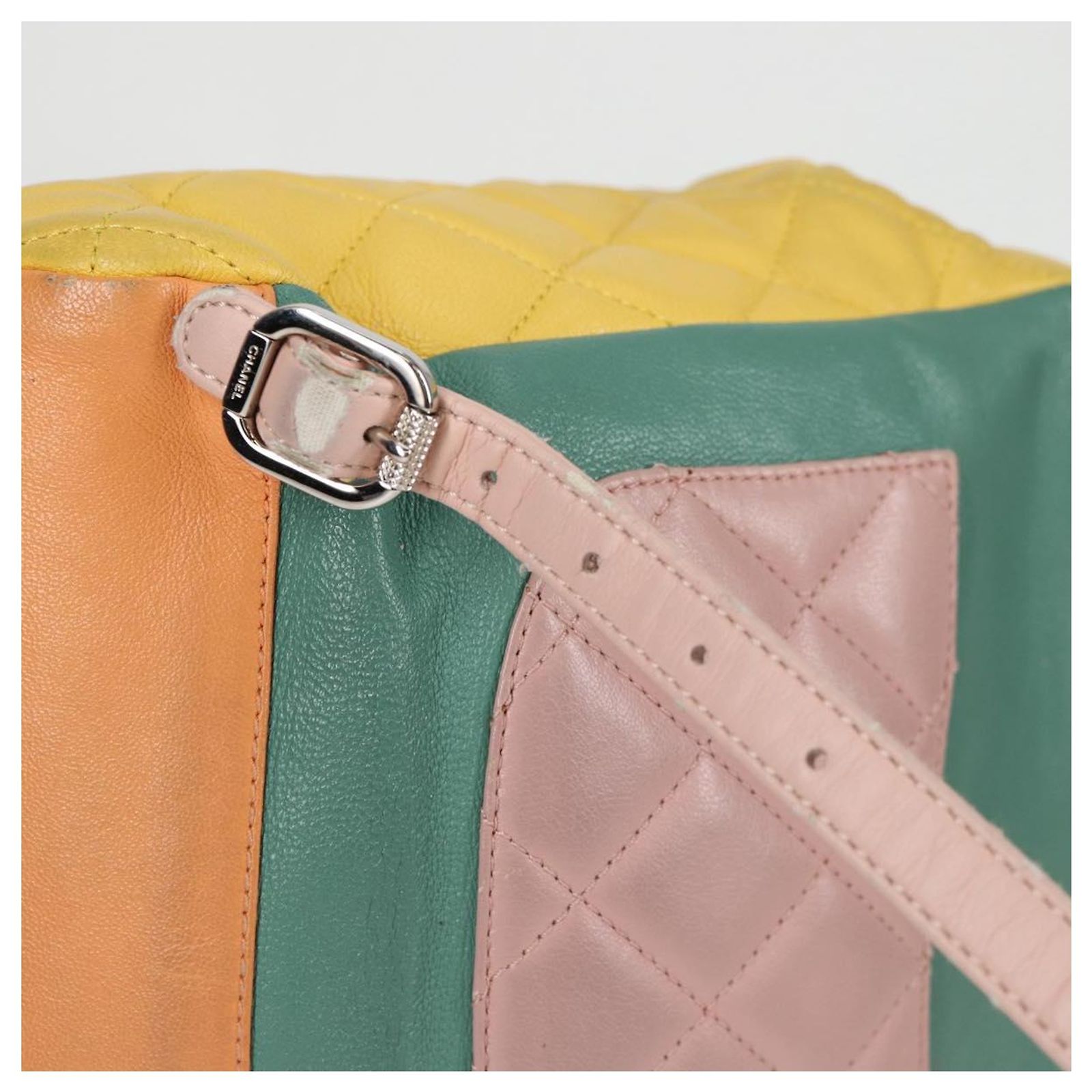 CHANEL Matelasse Backpack Lamb Skin Yellow Silver CC Auth  display picture 3