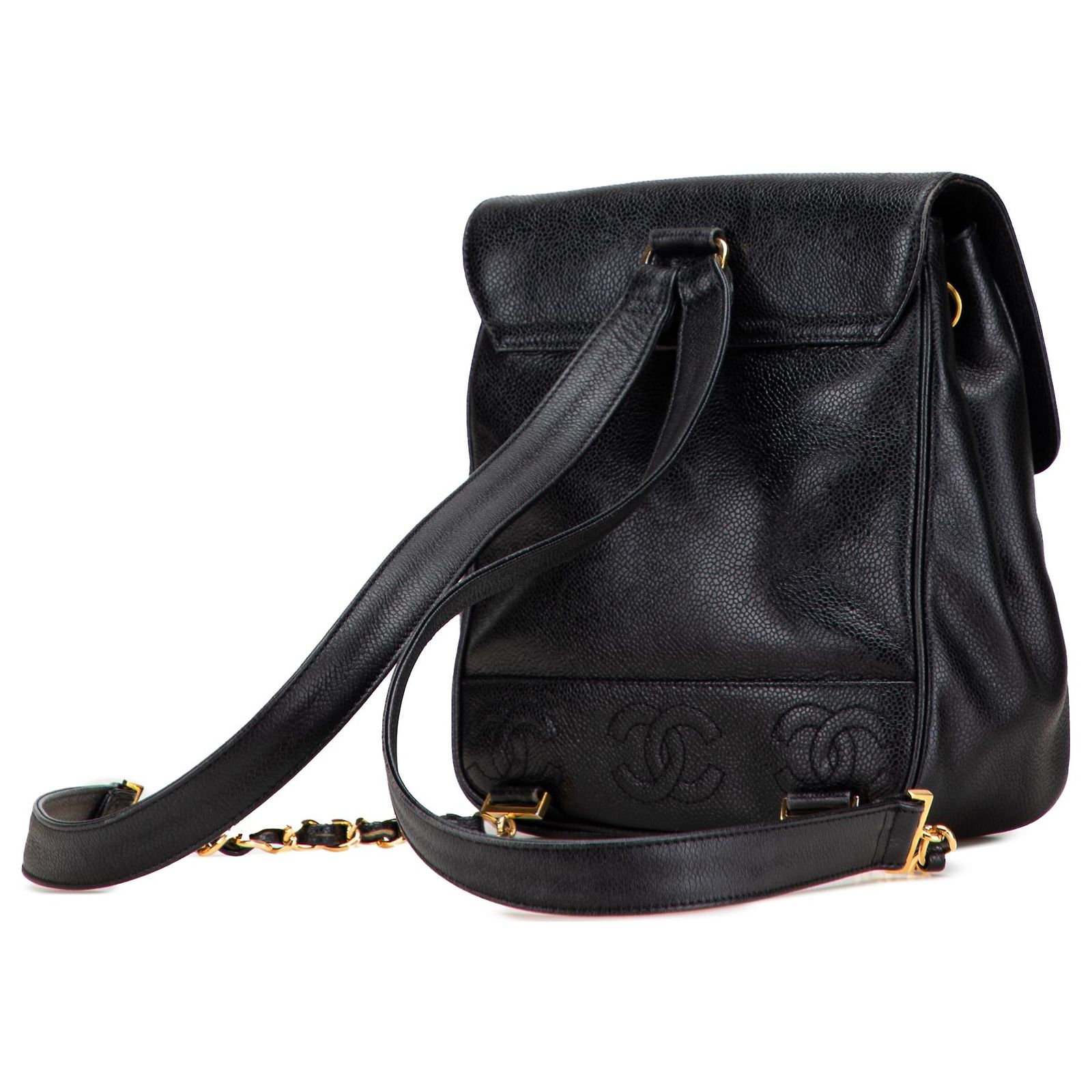Chanel Black Caviar Triple CC Backpack Leather ref.JC2371378 (Sold ...
