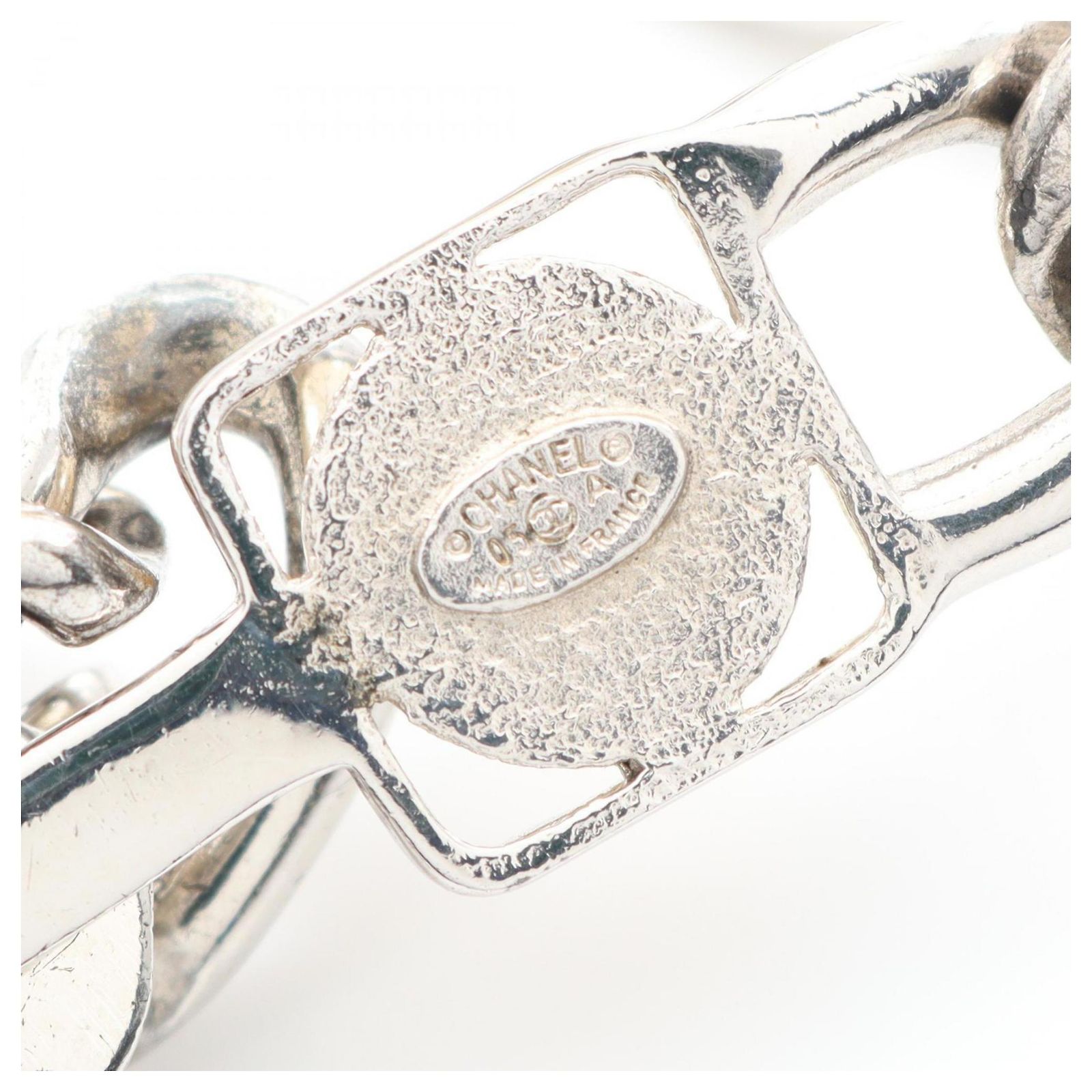 Chanel Coco Mark Metal Belt with Faux Pearls Silvery White  display picture 2