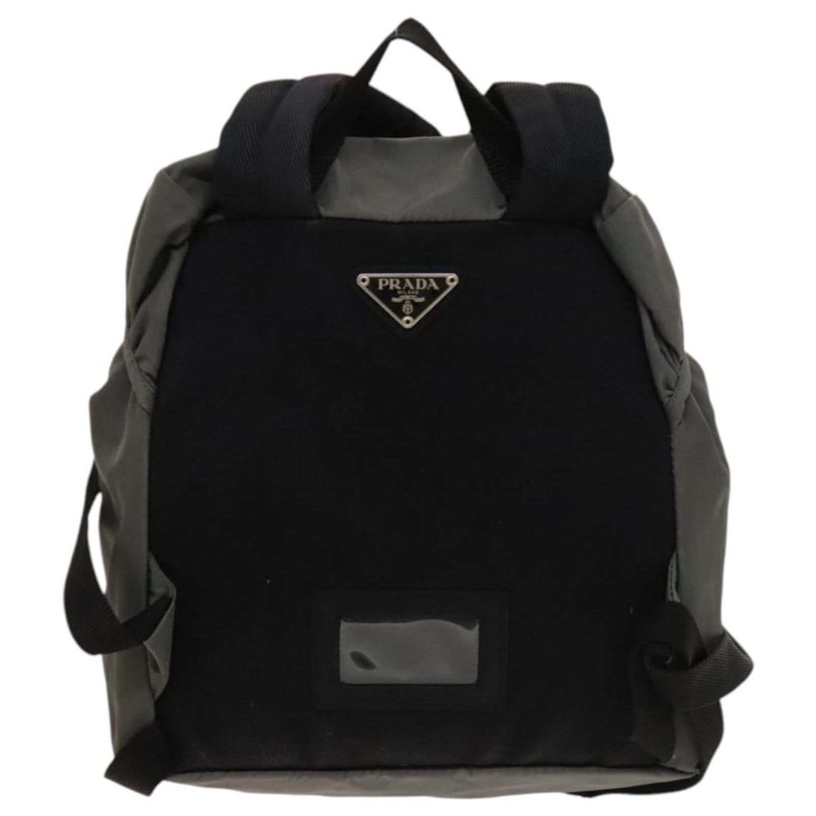 PRADA Backpack Nylon Gray Silver Auth PP851 Brown Silvery  display picture 2