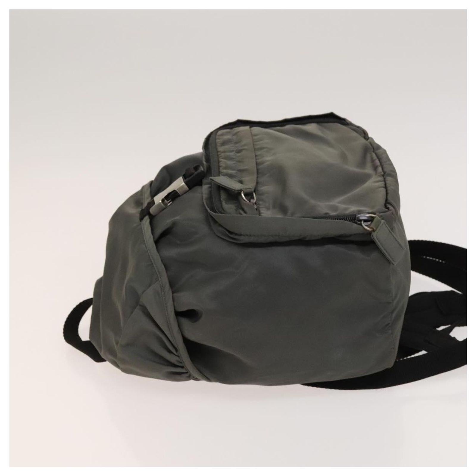 PRADA Backpack Nylon Gray Silver Auth PP851 Brown Silvery  display picture 2