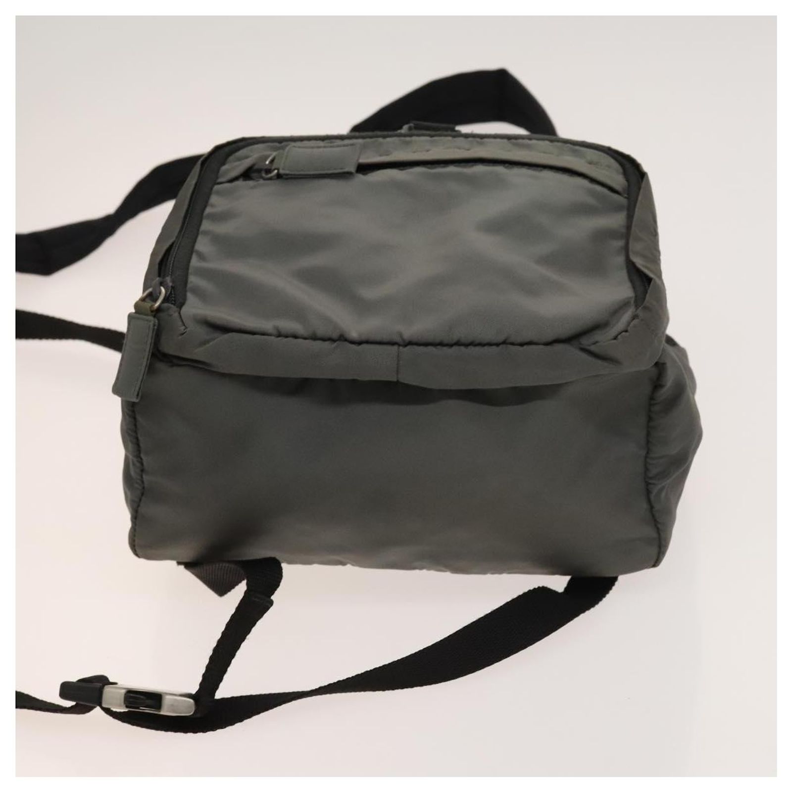 PRADA Backpack Nylon Gray Silver Auth gh1547 PRADA Backpack Nylon Gray Silver Auth 91247 Brown Silvery  main image 3