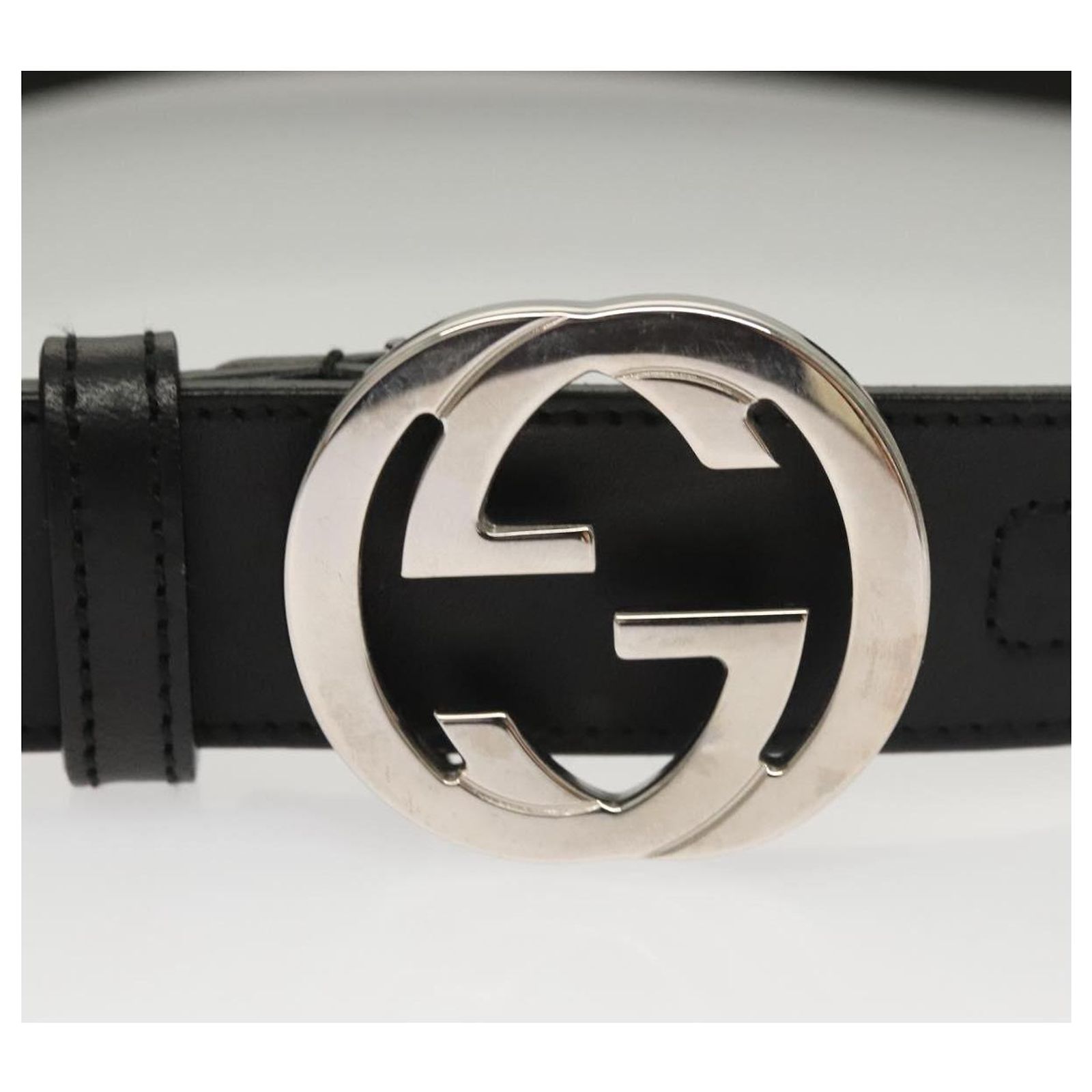 GUCCI Interlocking Belt Leather 37.4\