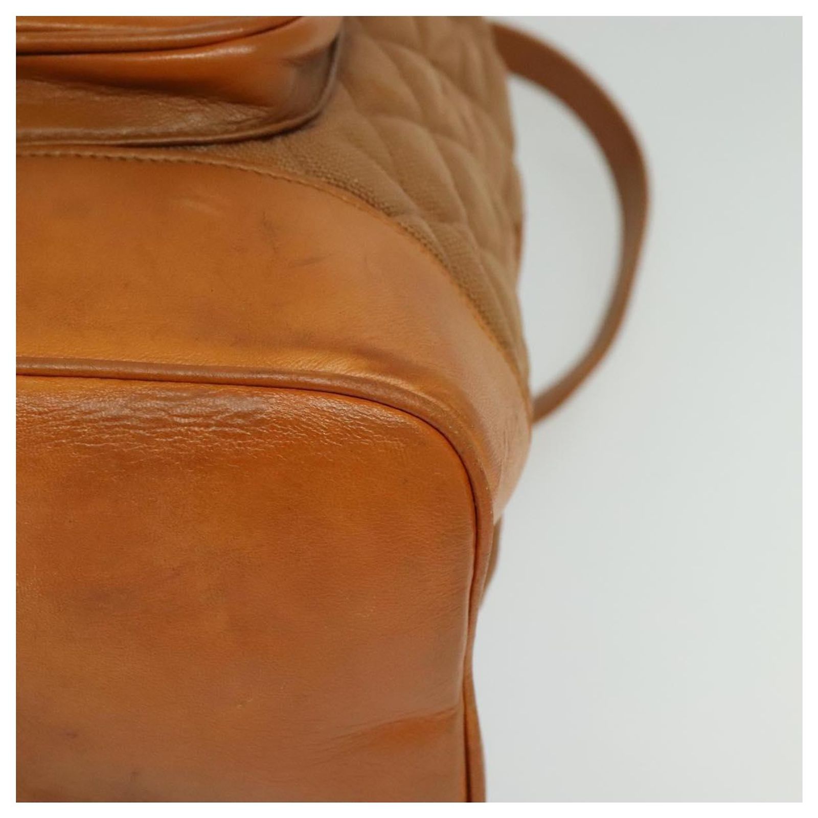 CHANEL Matelasse Backpack Canvas Leather Brown Gold CC Auth  display picture 1
