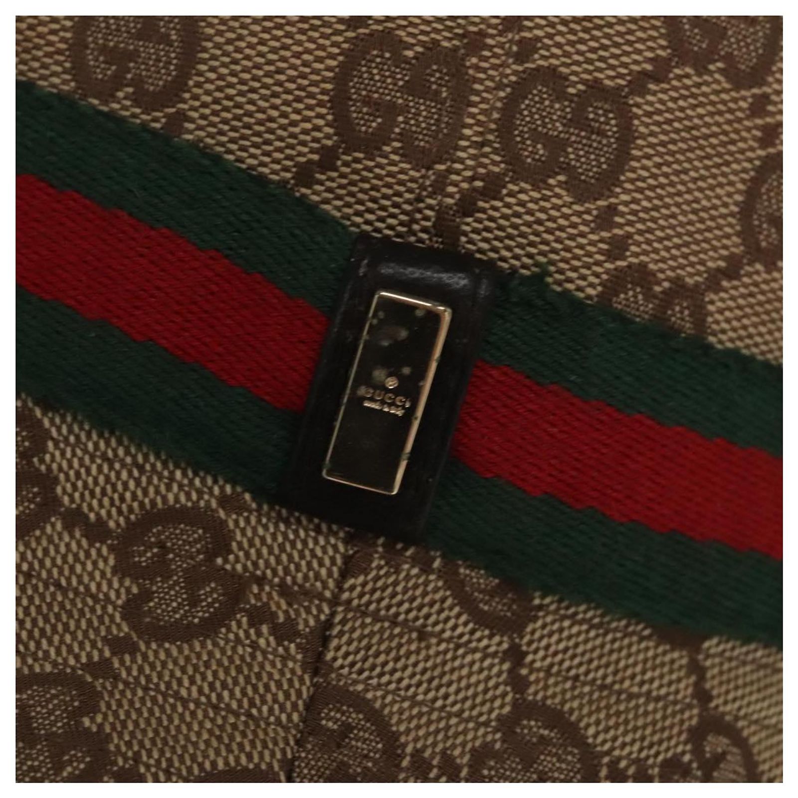 GUCCI GG Canvas Bucket Hat Web Sherry Line L Beige Green Red 