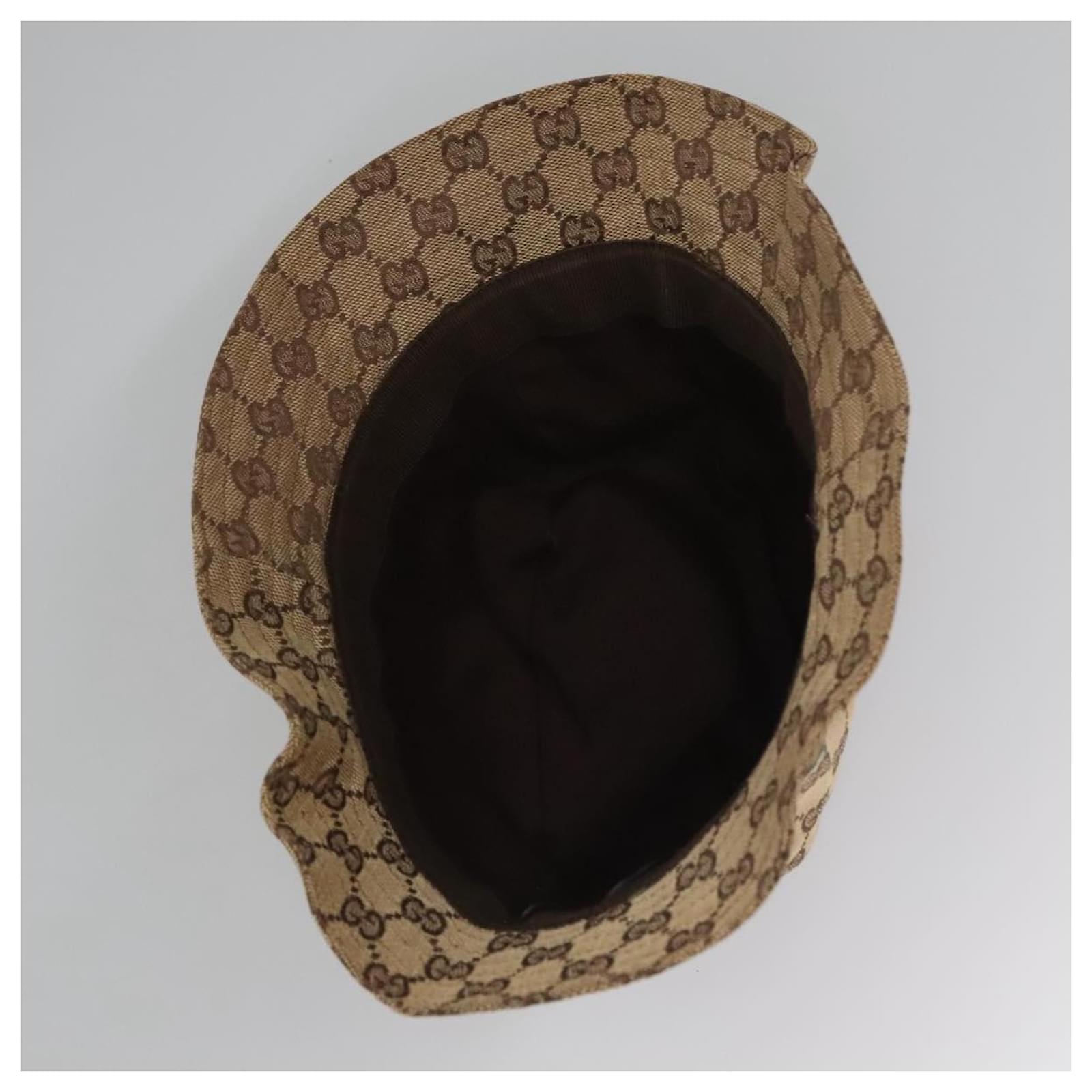 GUCCI GG Canvas Bucket Hat Web Sherry Line L Beige Green Red Auth